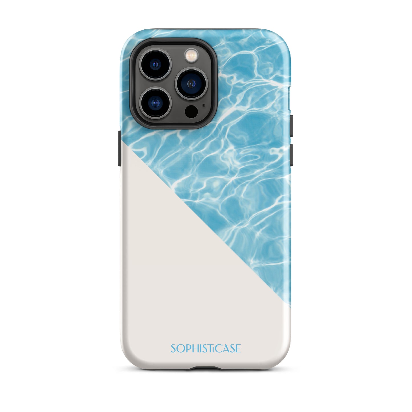 Tough Phone Case Featuring Blue Cream Summer Water Ripples Ocean Waves Design for iPhone 14 Pro Max  Glossy