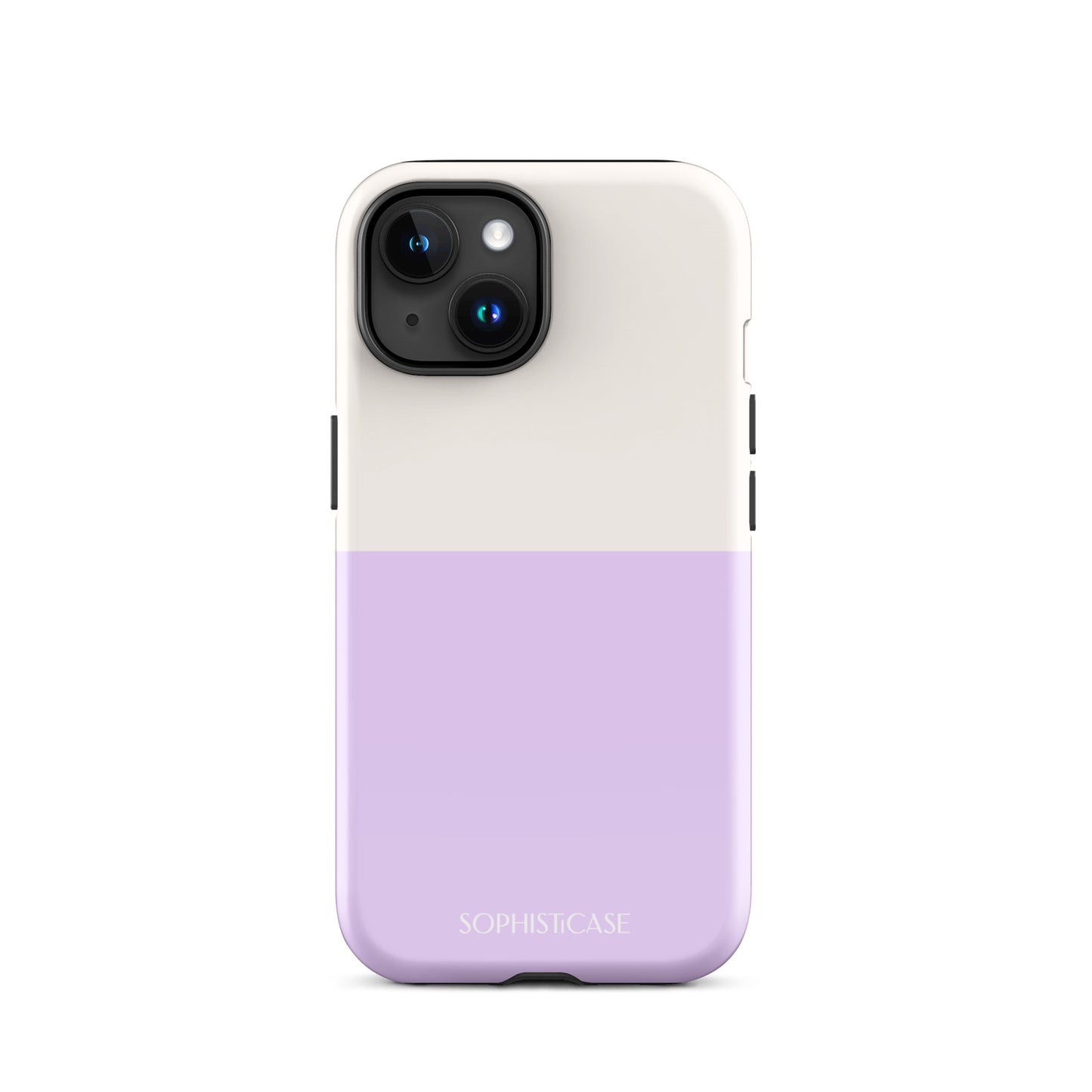 Tough Phone Case Featuring Two Tone Purple Cream Design for iPhone 15 Glossy