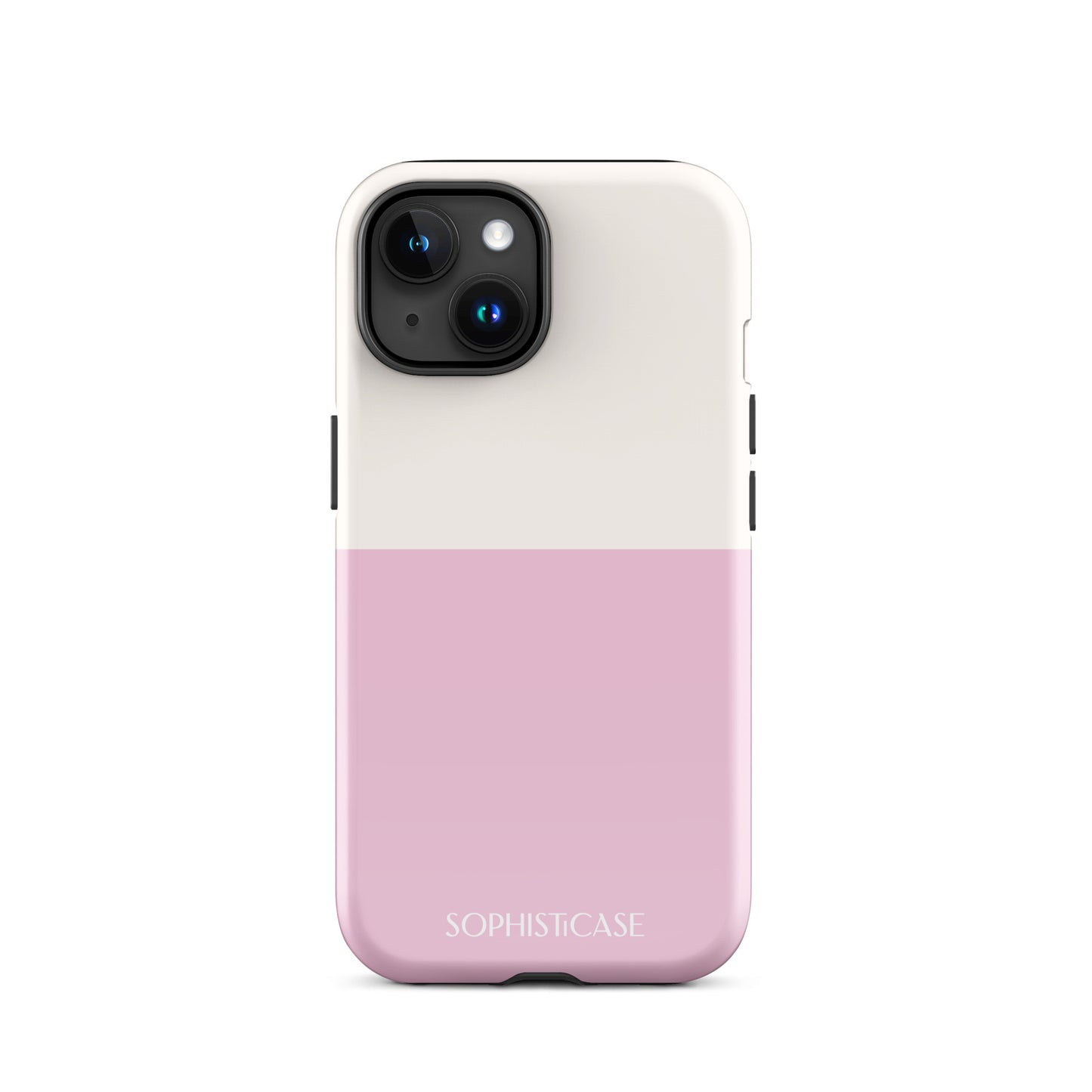 Tough Phone Case Featuring Two Tone Pink Cream Design for iPhone 15 Glossy