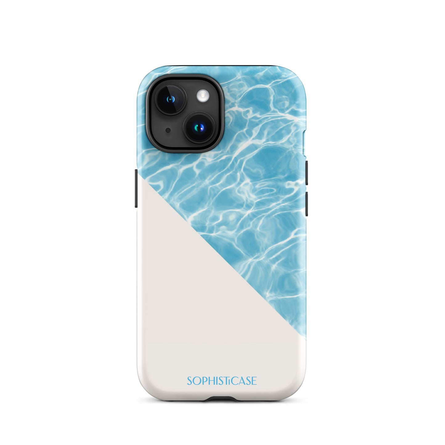 Tough Phone Case Featuring Blue Cream Summer Water Ripples Ocean Waves Design for iPhone 15 Glossy