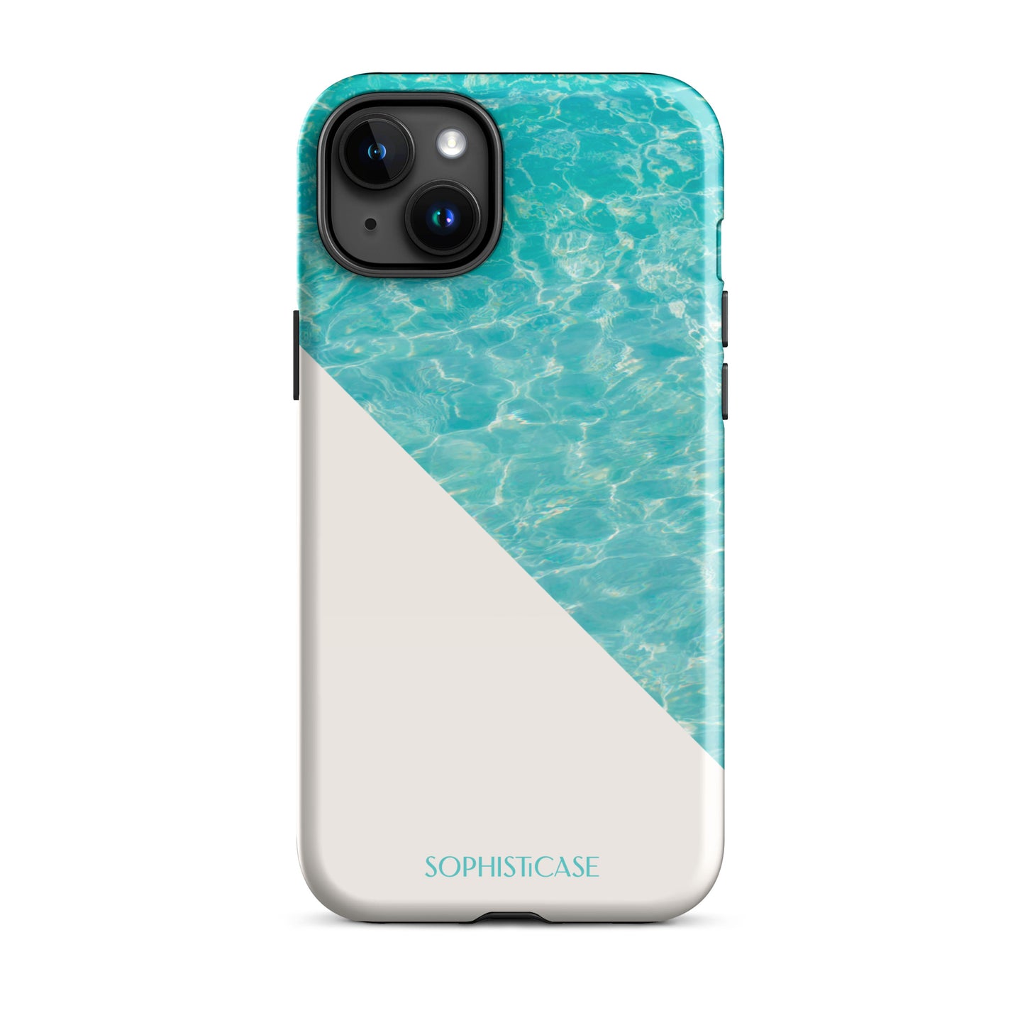 Tough Phone Case Featuring Aqua Cream Summer Water Ripples Ocean Waves Design for iPhone 15 Plus Glossy