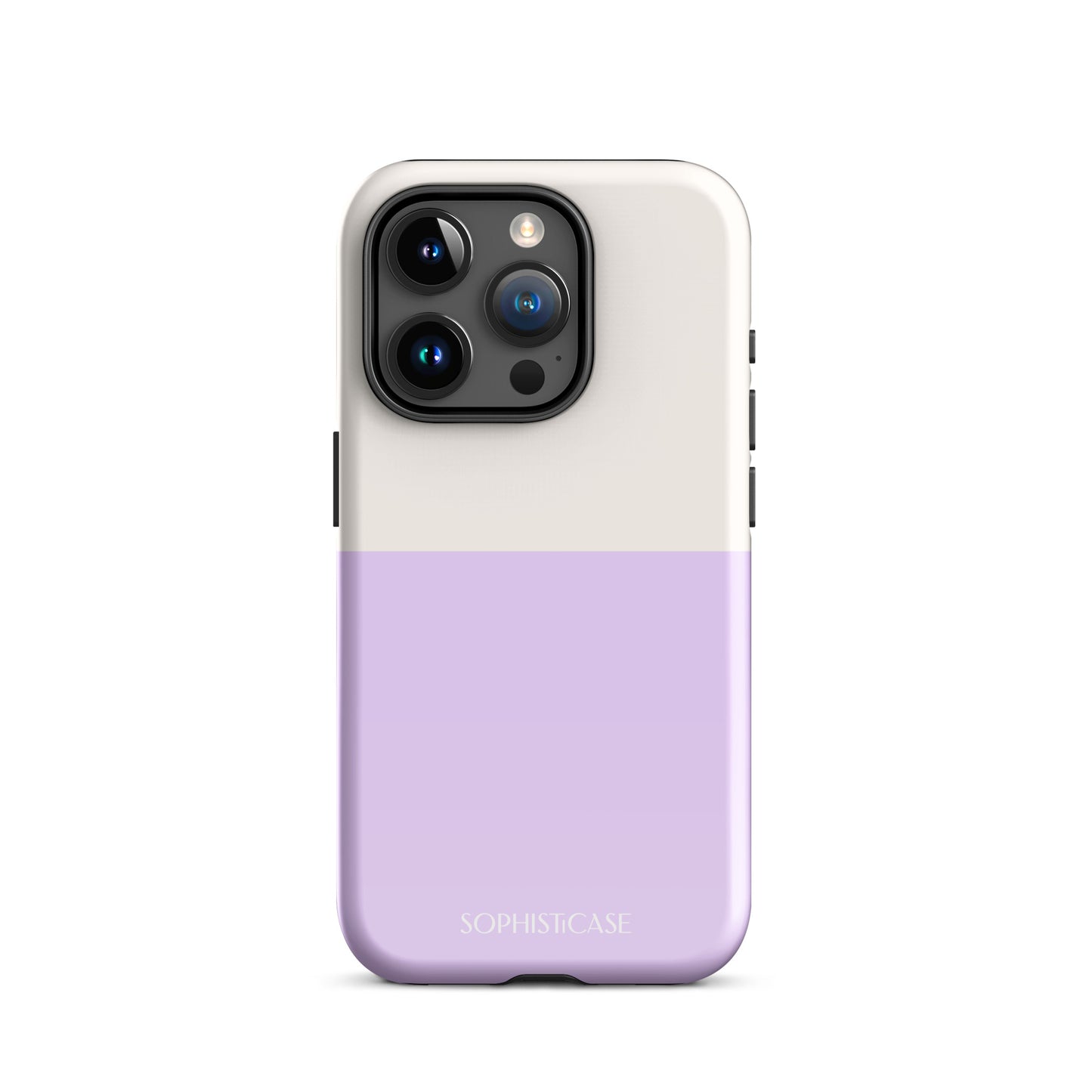 Tough Phone Case Featuring Two Tone Purple Cream Design for iPhone 15 Pro Glossy