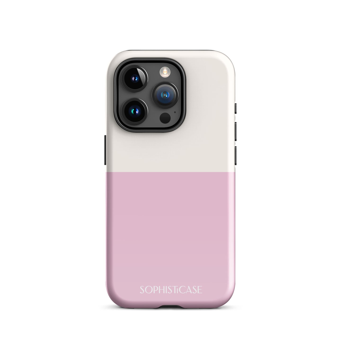 Tough Phone Case Featuring Two Tone Pink Cream Design for iPhone 15 Pro Glossy