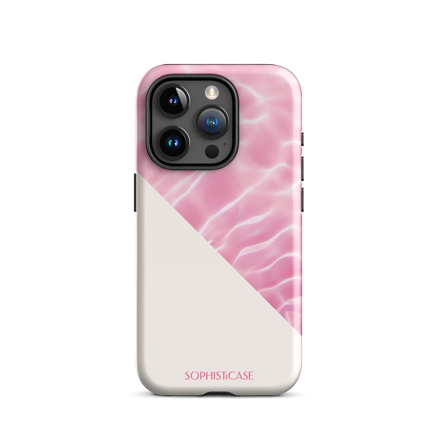 Tough Phone Case Featuring Pink Cream Summer Water Ripples Ocean Waves Design for iPhone 15 Pro Glossy