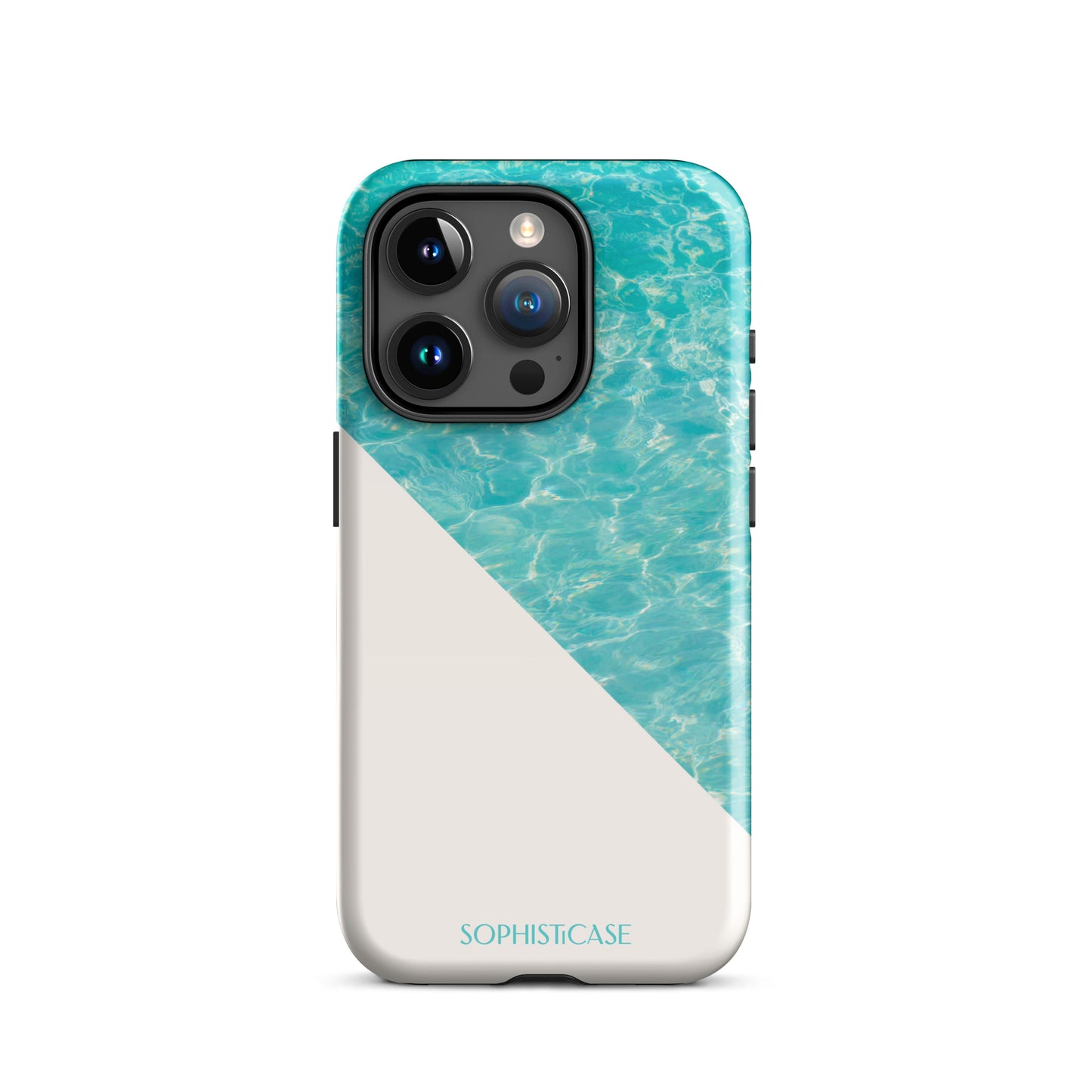 Tough Phone Case Featuring Aqua Cream Summer Water Ripples Ocean Waves Design for iPhone 15 Pro Glossy