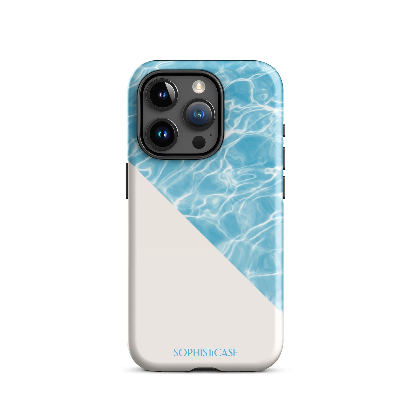 Tough Phone Case Featuring Blue Cream Summer Water Ripples Ocean Waves Design for iPhone 15 Pro Glossy