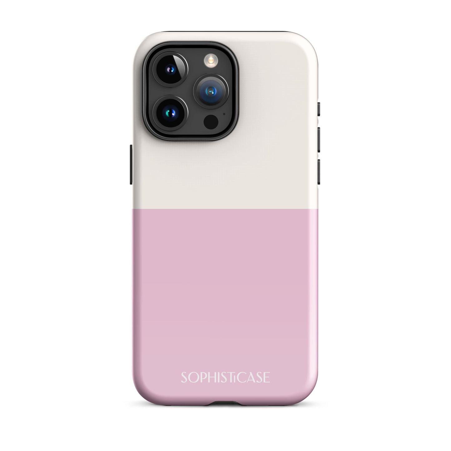 Tough Phone Case Featuring Two Tone Pink Cream Design for iPhone 15 Pro Max Glossy