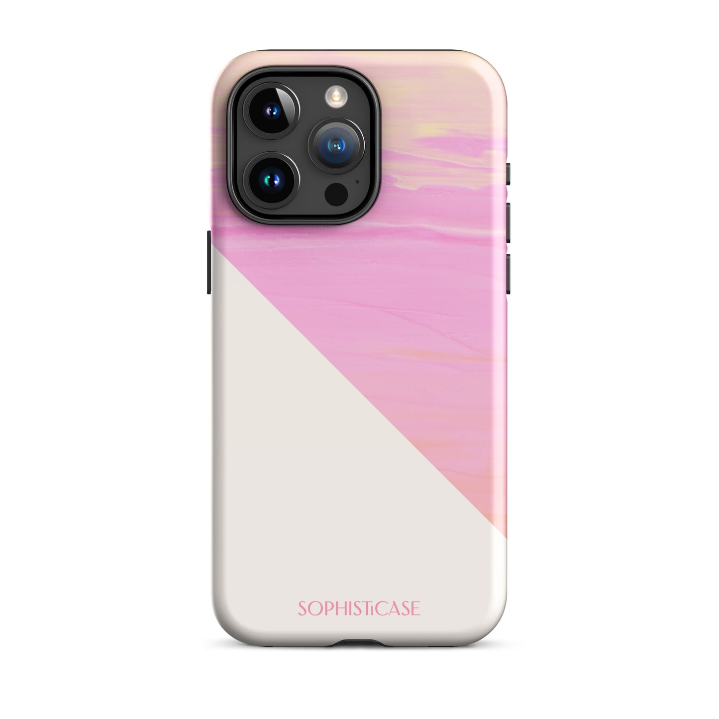 Tough Phone Case Featuring Yellow Pink Cream Summer Sunset Water Ripples Ocean Waves Design for iPhone 15 Pro Max Glossy