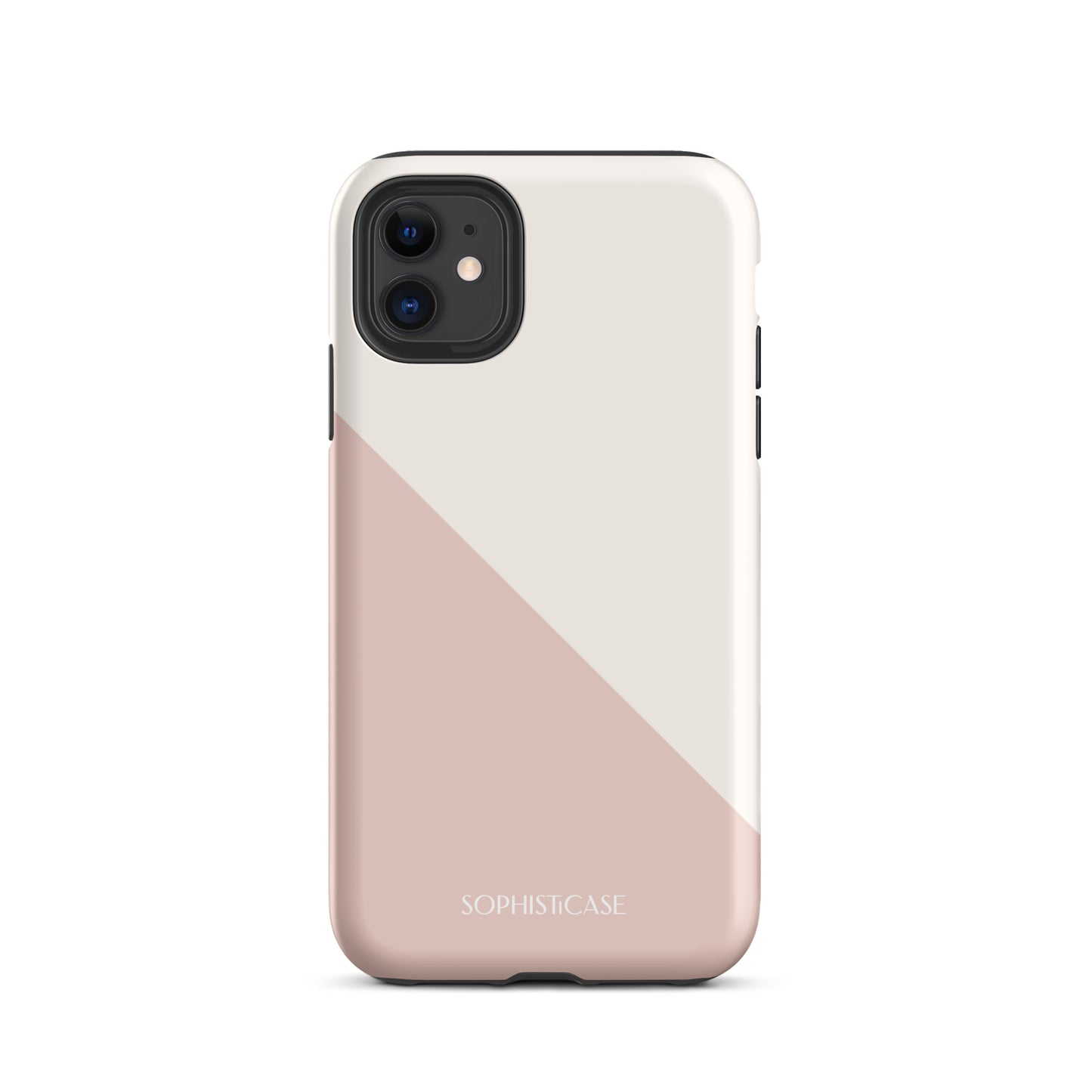 Tough Phone Case Featuring Neutral Beige Cream Diagonal Split Design for iPhone 11 Matte