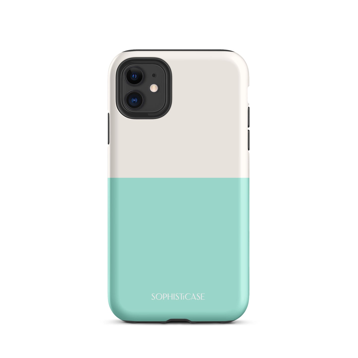 Tough Phone Case Featuring Two Tone Green Cream Design for iPhone 11 Matte