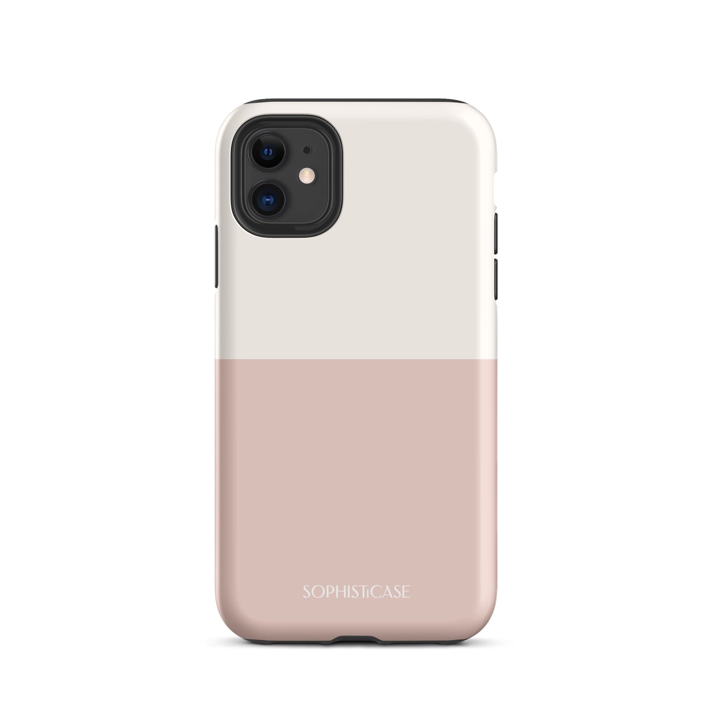 Tough Phone Case Featuring Two Tone Neutral Beige Cream Design for iPhone 11 Matte