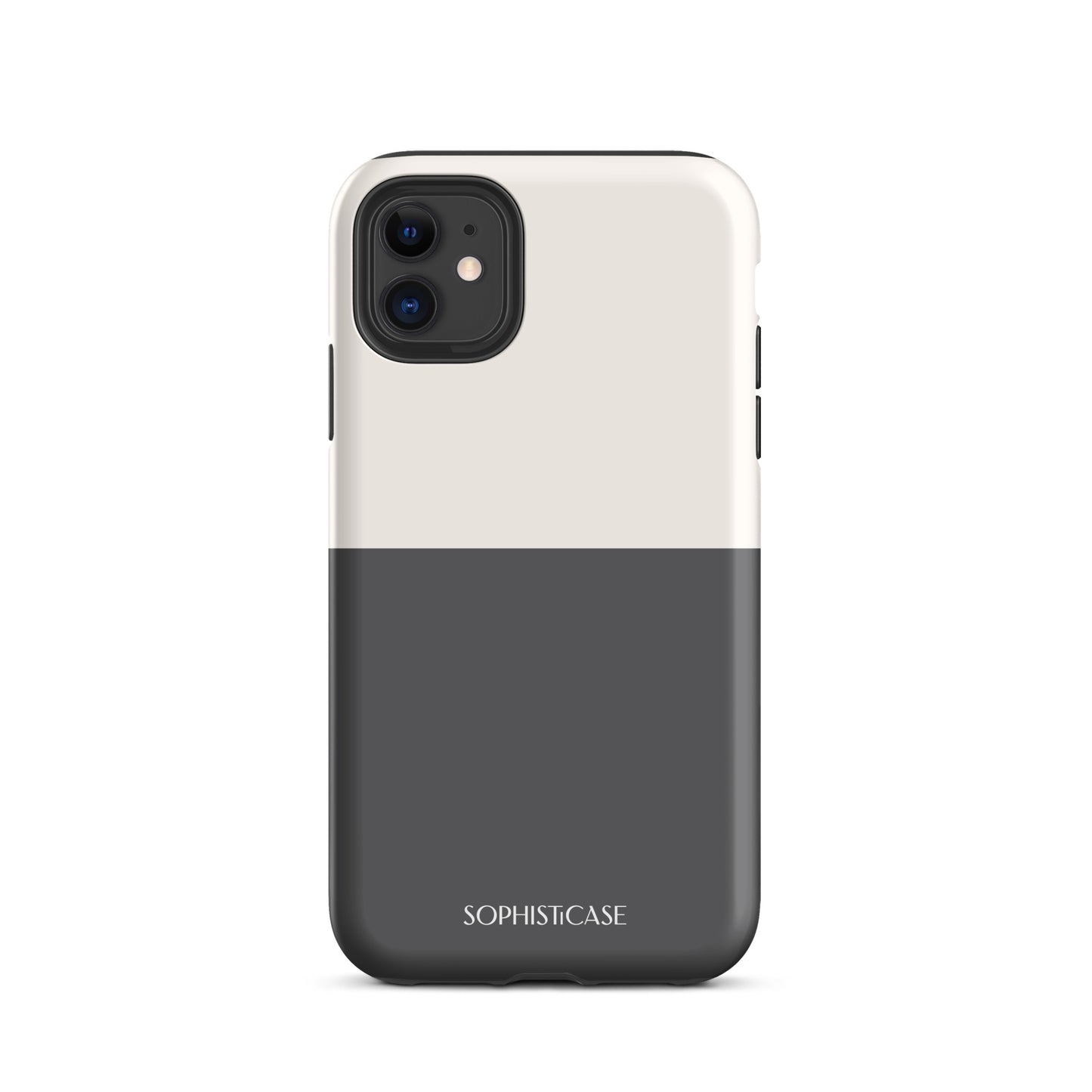 Tough Phone Case Featuring Two Tone Grey Cream Design for iPhone 11 Matte