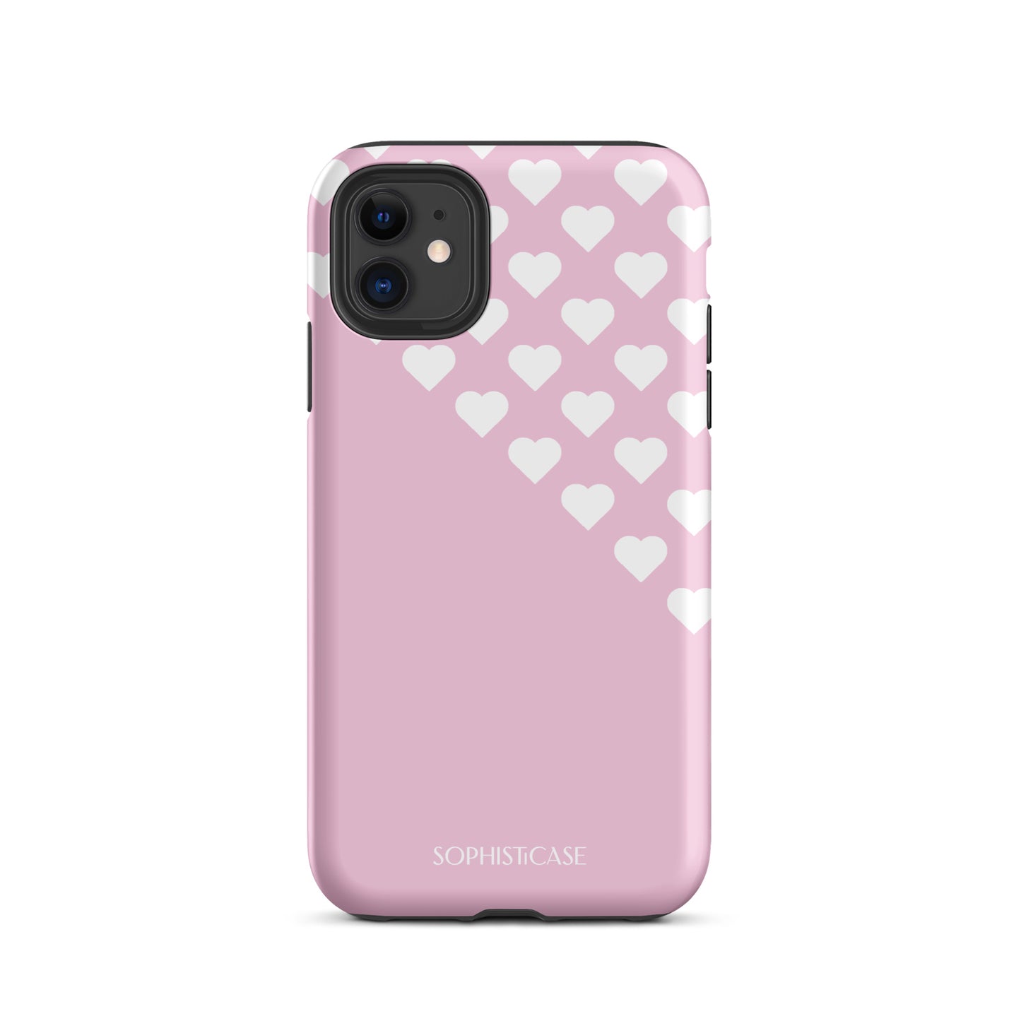 Tough Phone Case Featuring Pink Cream Tiny Hearts Design for iPhone 11 Matte