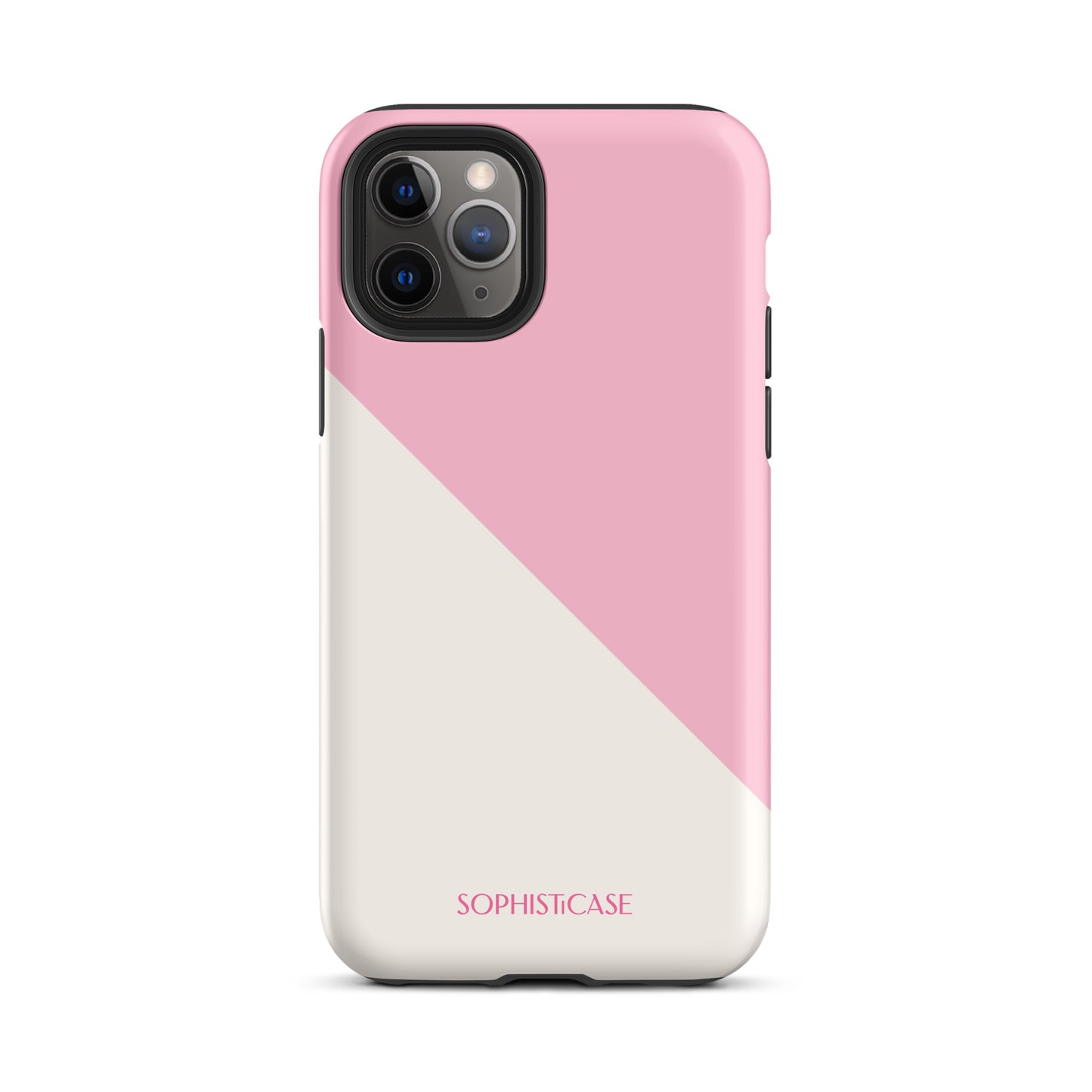 Tough Phone Case Featuring Pink Cream Diagonal Split Design for iPhone 11 Pro Matte