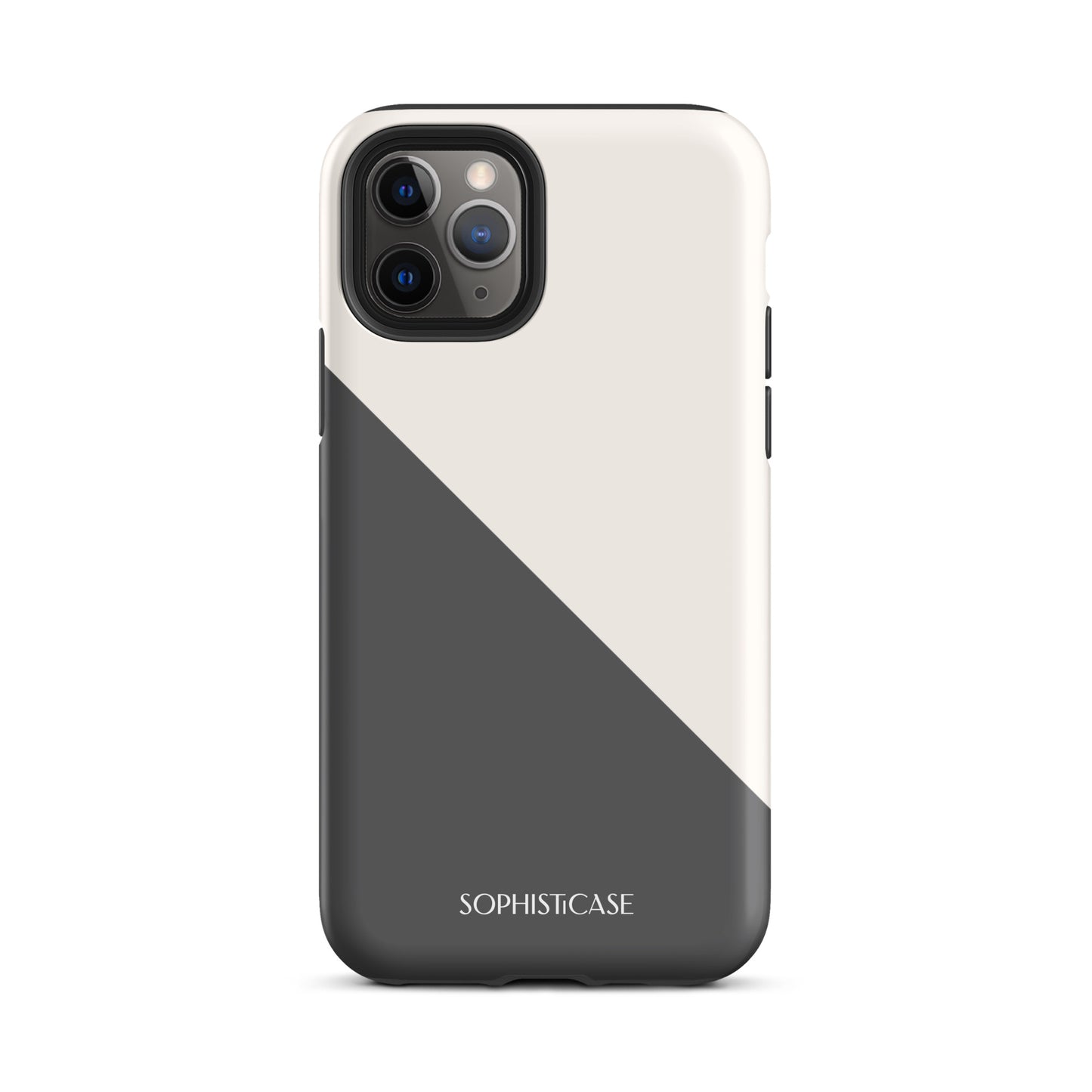 Tough Phone Case Featuring Grey Cream Diagonal Split Design for iPhone 11 Pro Matte