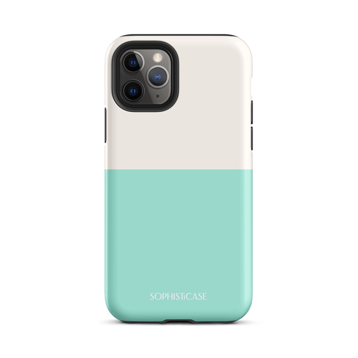 Tough Phone Case Featuring Two Tone Green Cream Design for iPhone 11 Pro Matte