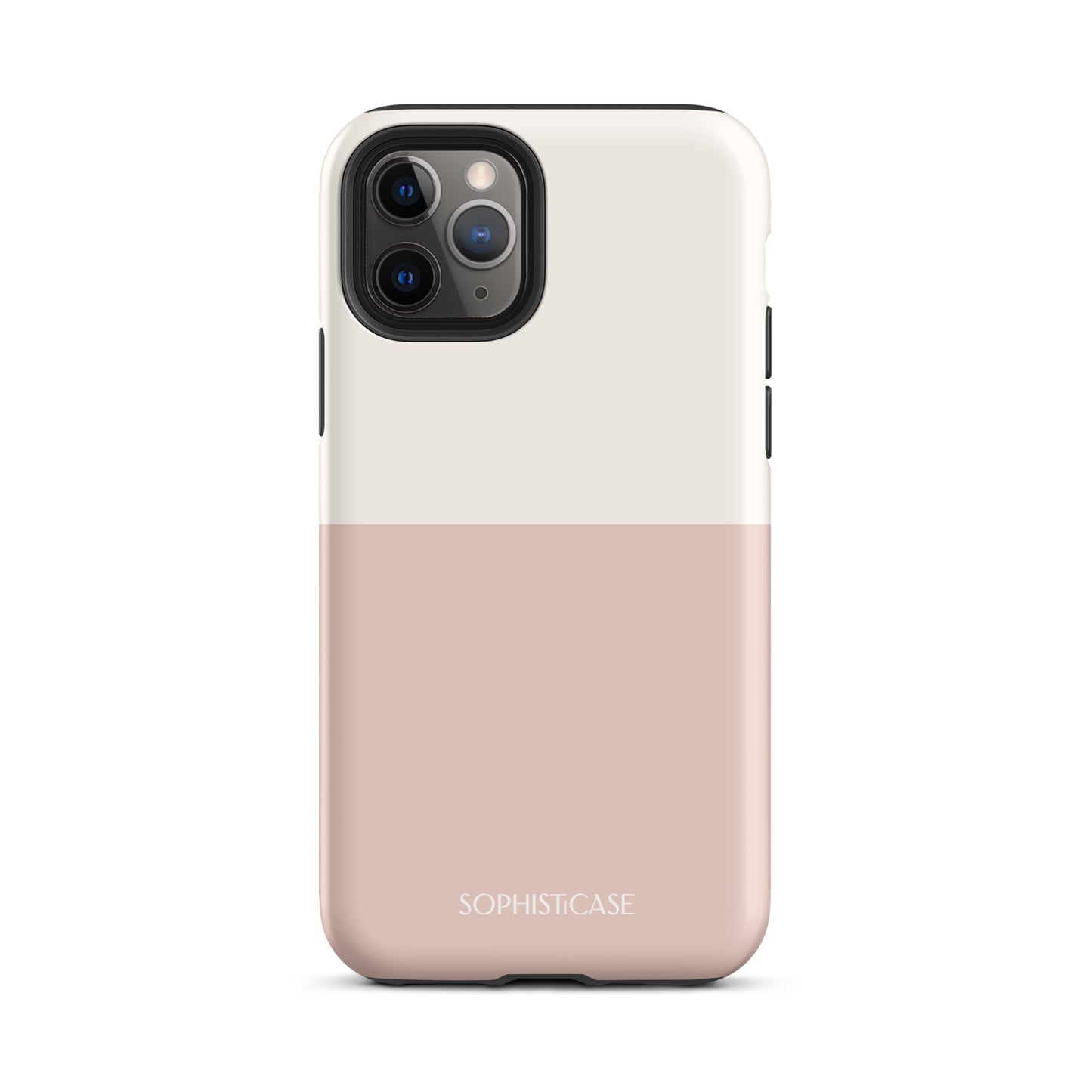 Tough Phone Case Featuring Two Tone Neutral Beige Cream Design for iPhone 11 Pro Matte