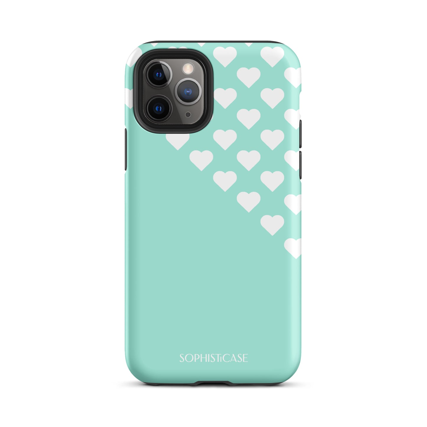 Tough Phone Case Featuring Black Cream Tiny Hearts Design for iPhone 11 Pro Matte