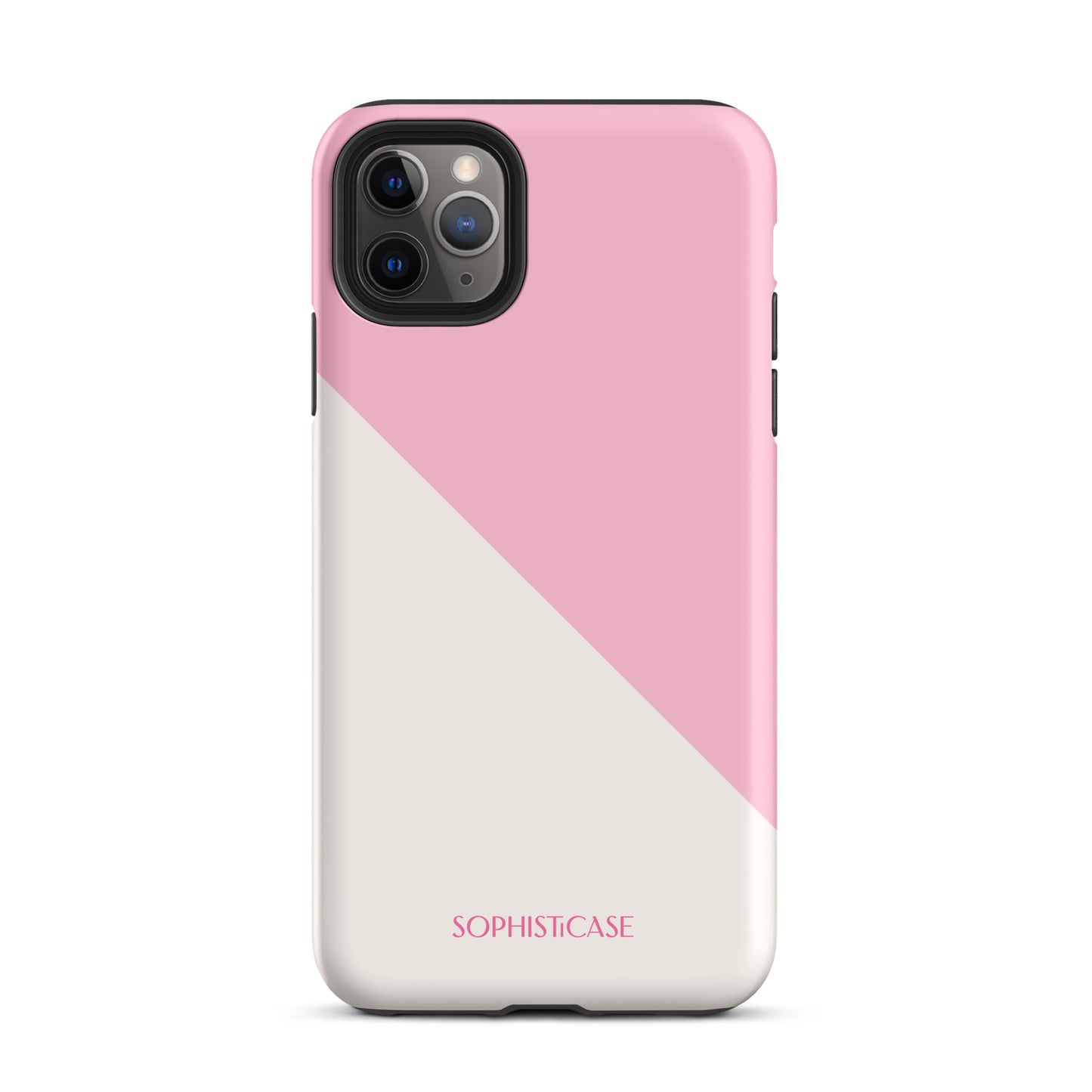 Tough Phone Case Featuring Pink Cream Diagonal Split Design for iPhone 11 Pro Max Matte