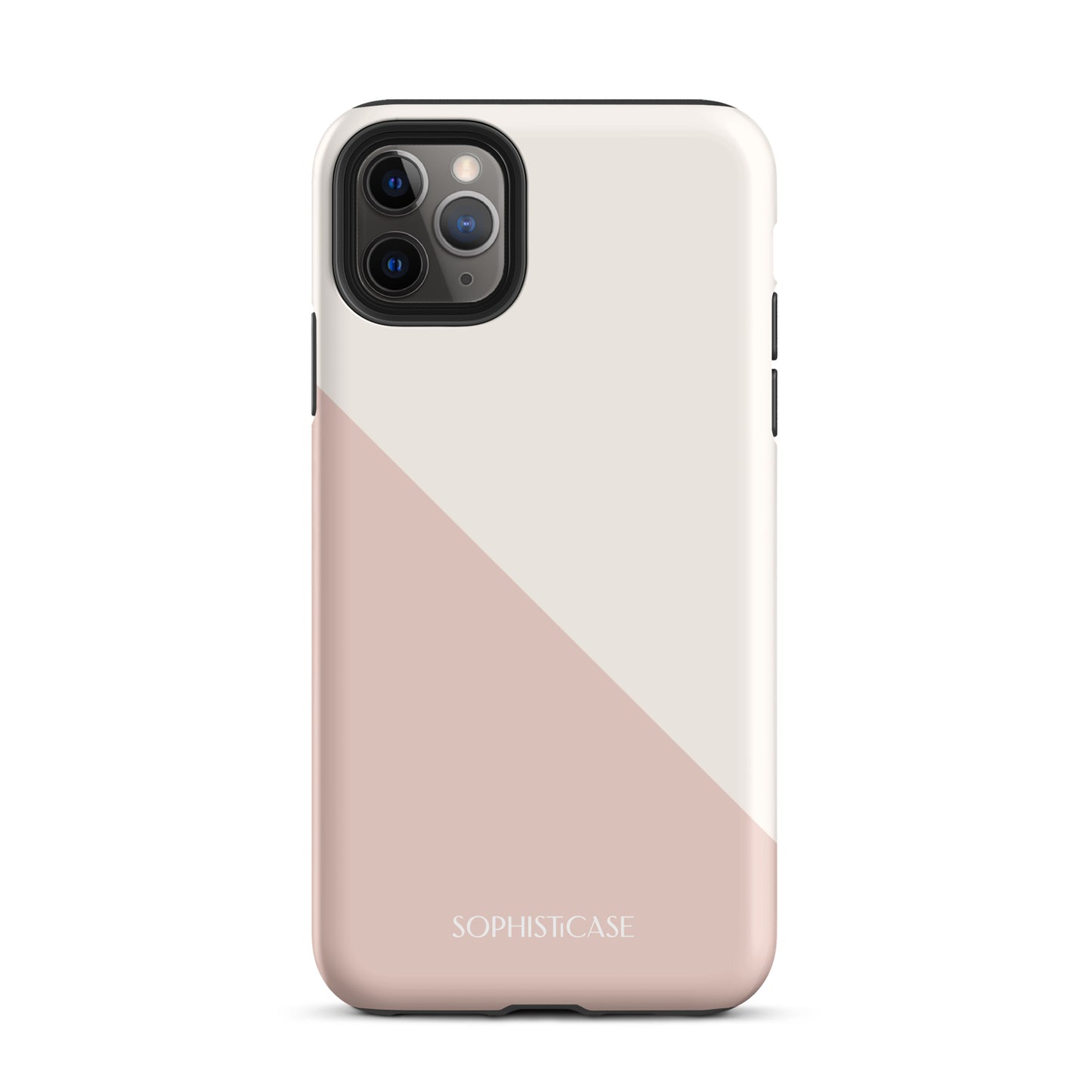 Tough Phone Case Featuring Neutral Beige Cream Diagonal Split Design for iPhone 11 Pro Max Matte