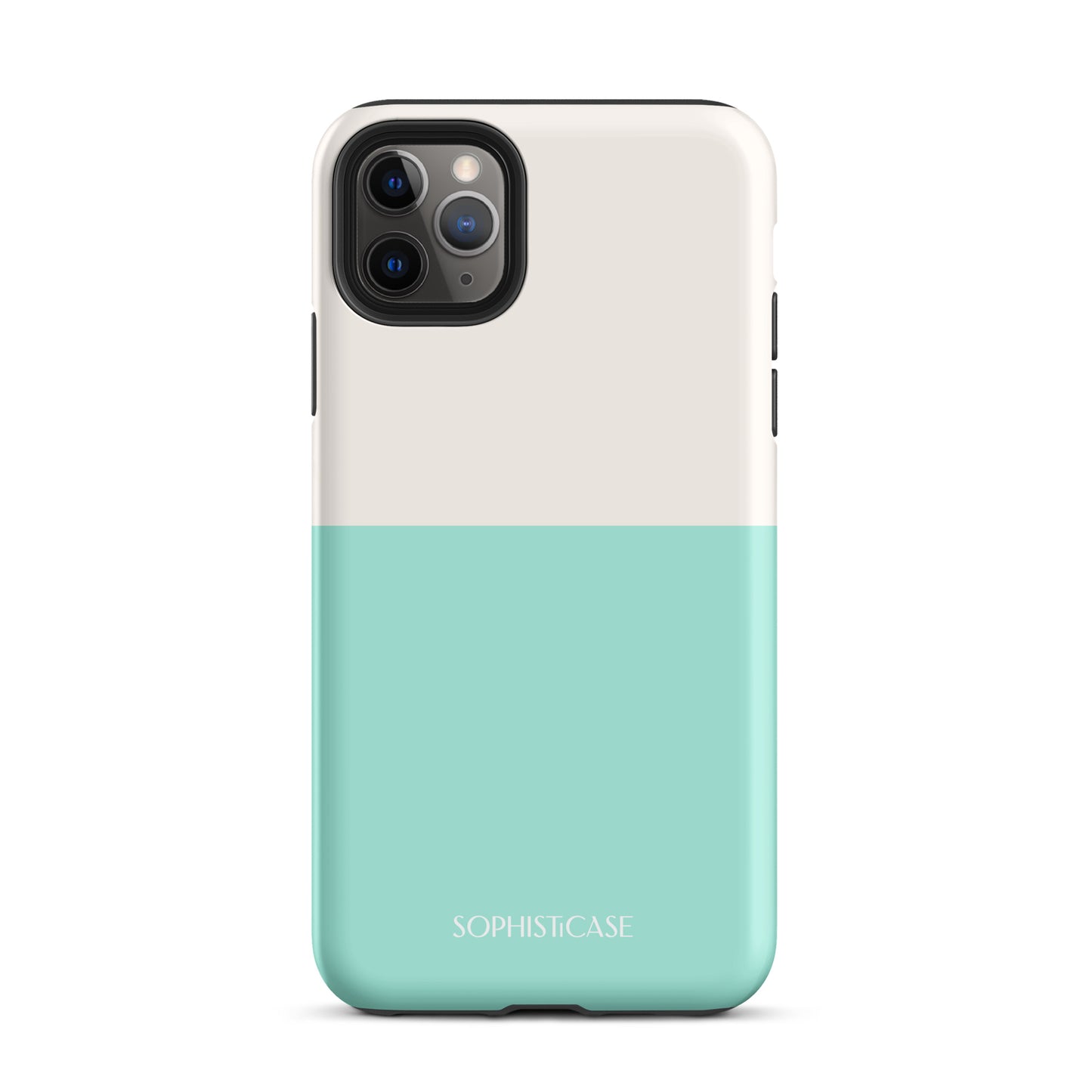 Tough Phone Case Featuring Two Tone Green Cream Design for iPhone 11 Pro Max Matte