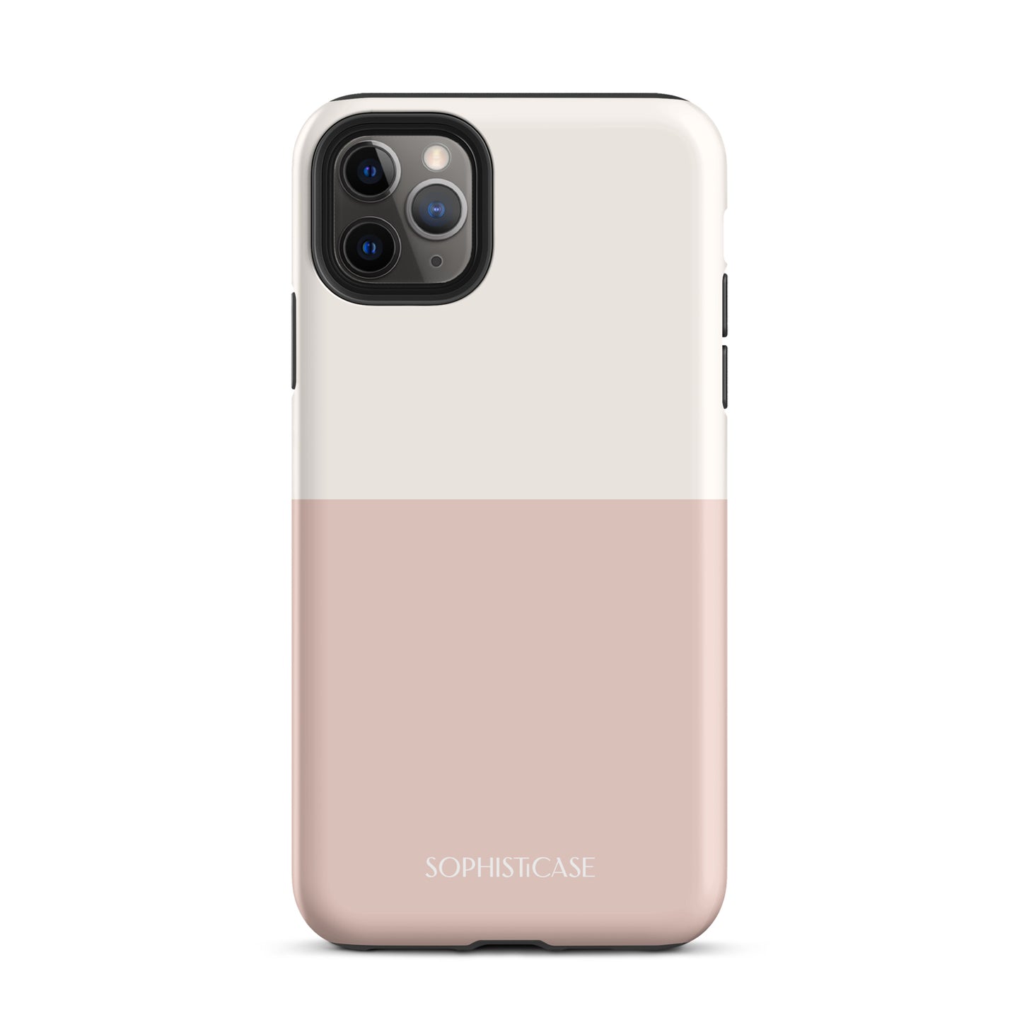 Tough Phone Case Featuring Two Tone Neutral Beige Cream Design for iPhone 11 Pro Max Matte