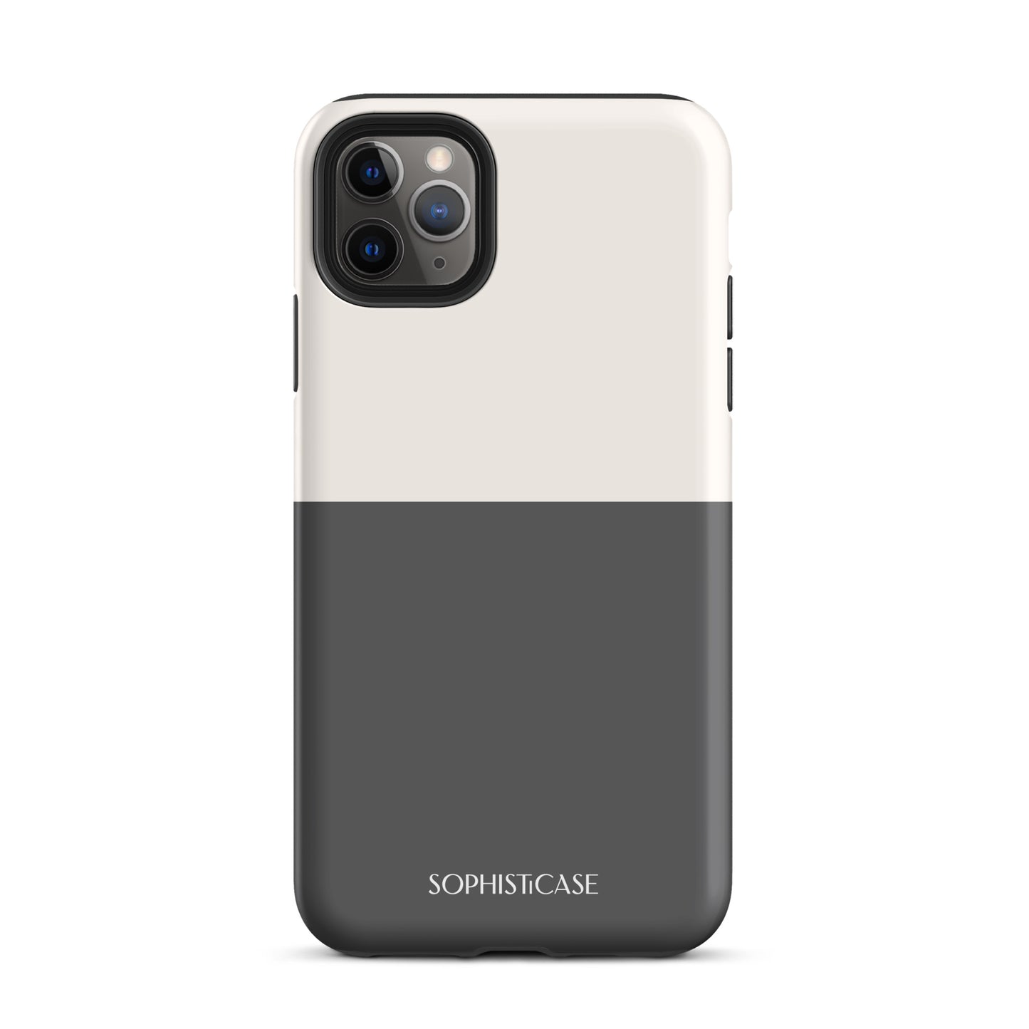 Tough Phone Case Featuring Two Tone Grey Cream Design for iPhone 11 Pro Max Matte