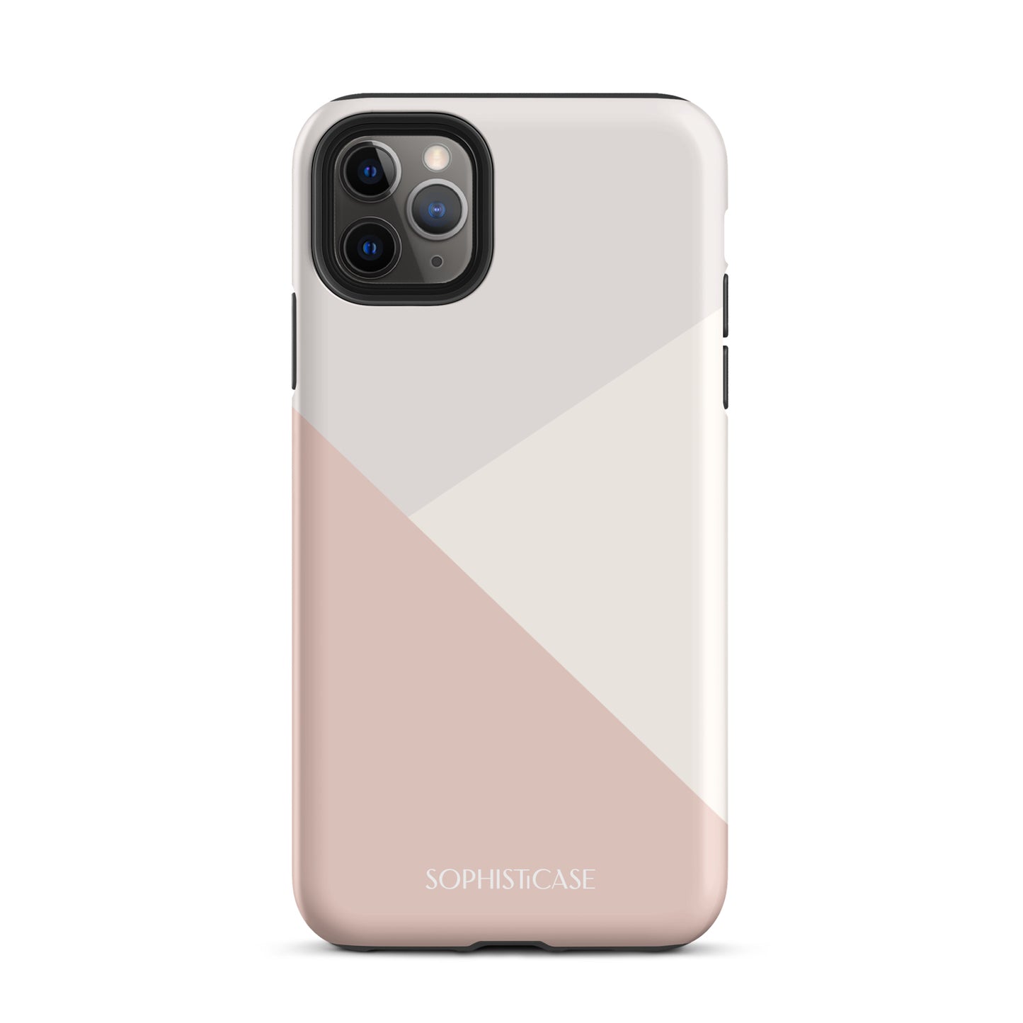 Tough Phone Case Featuring Three Tone Neutral Beige Cream Diagonal Design for iPhone 11 Pro Max  Matte