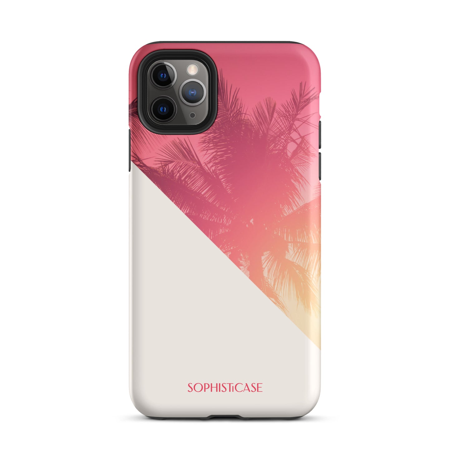 Tough Phone Case Featuring Red Cream Summer Palm Tree Design for iPhone 11 Pro Max Matte