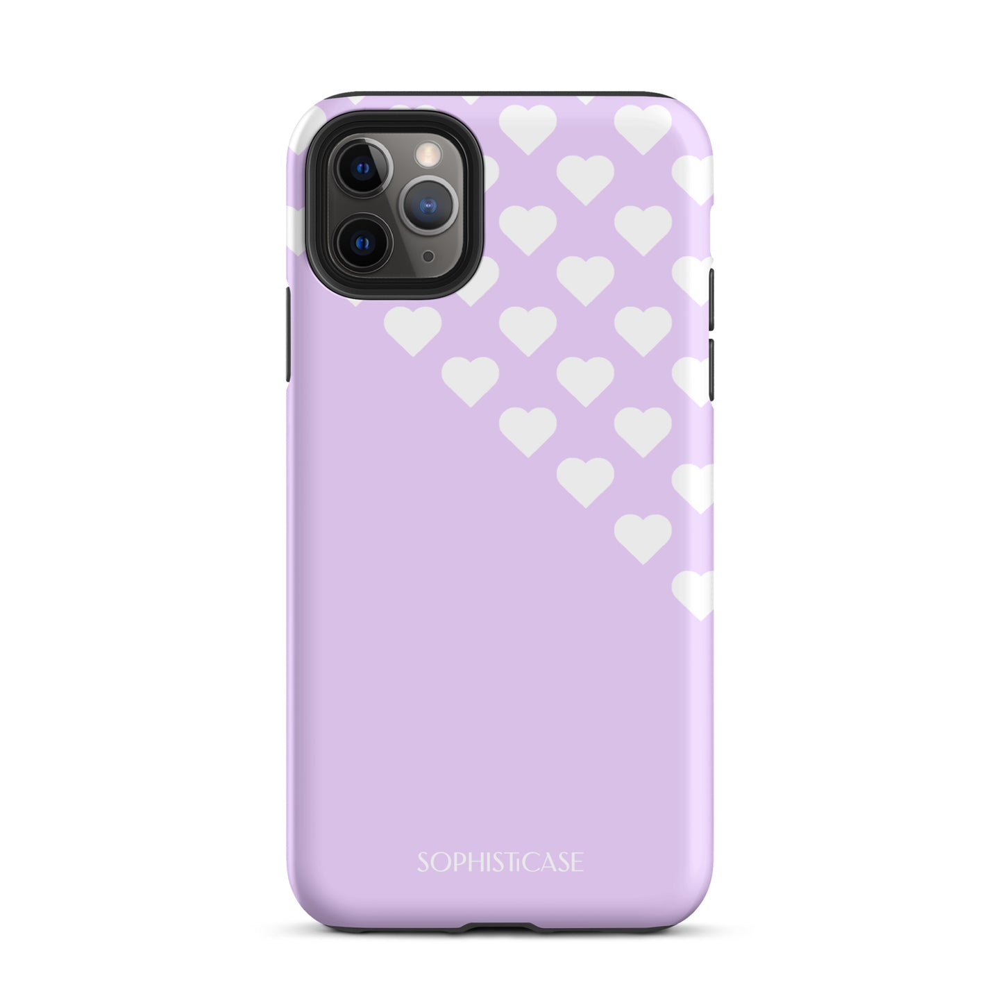 Tough Phone Case Featuring Purple Cream Tiny Hearts Design for iPhone 11 Pro Max Matte