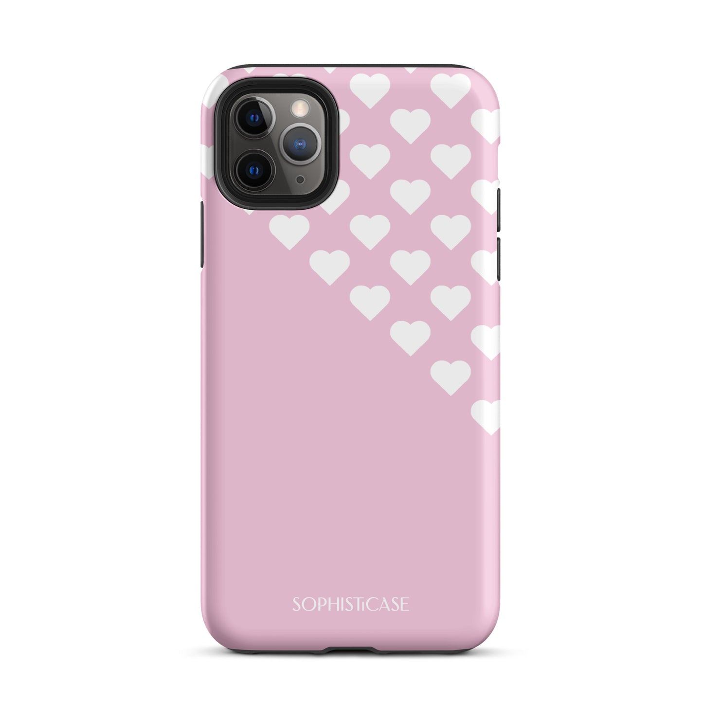 Tough Phone Case Featuring Pink Cream Tiny Hearts Design for iPhone 11 Pro Max Matte