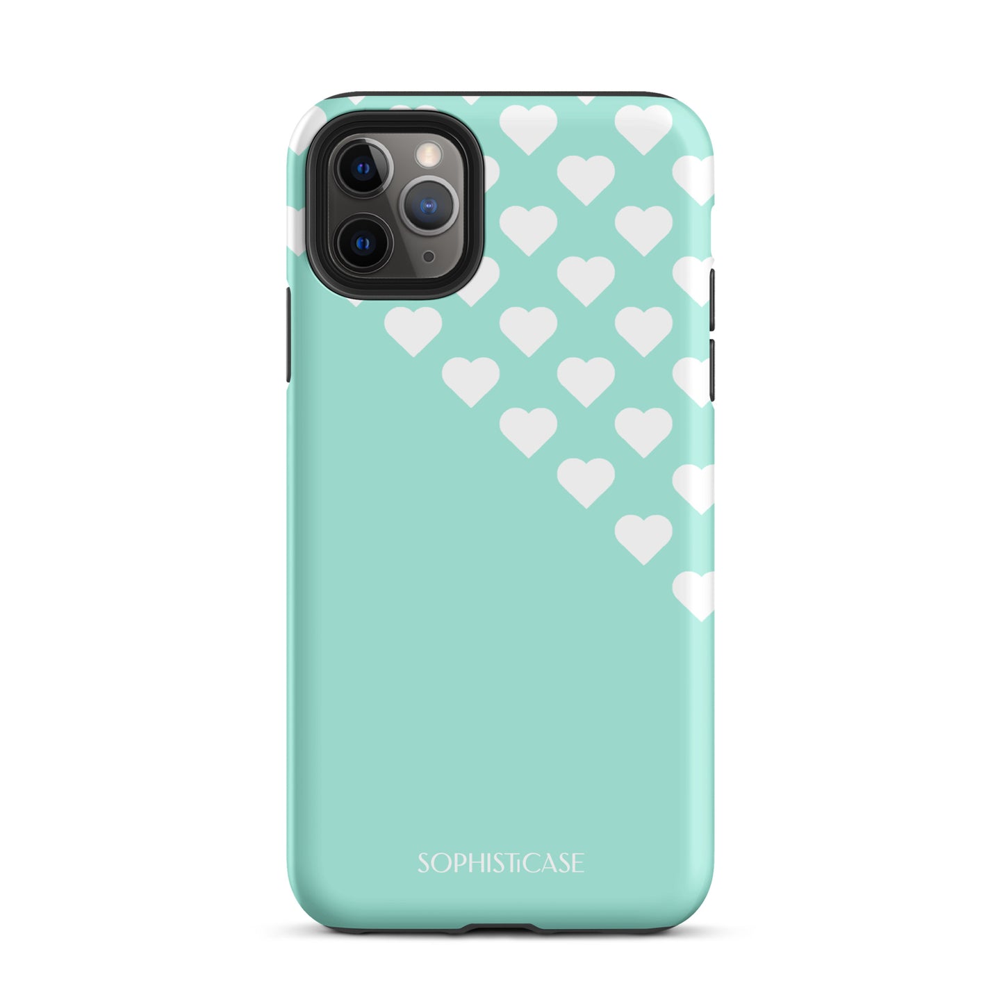 Tough Phone Case Featuring Black Cream Tiny Hearts Design for iPhone 11 Pro Max Matte