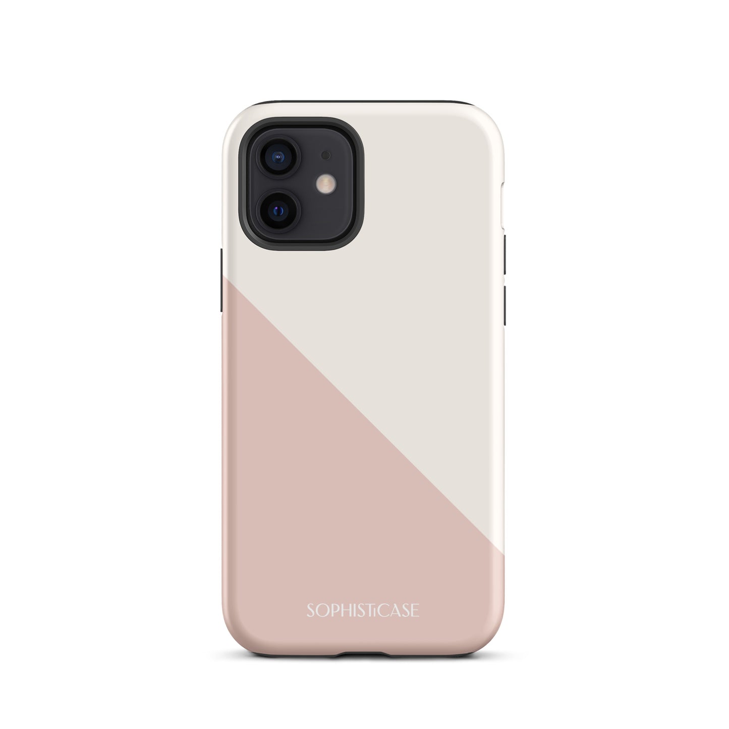 Tough Phone Case Featuring Neutral Beige Cream Diagonal Split Design for iPhone 12 Matte