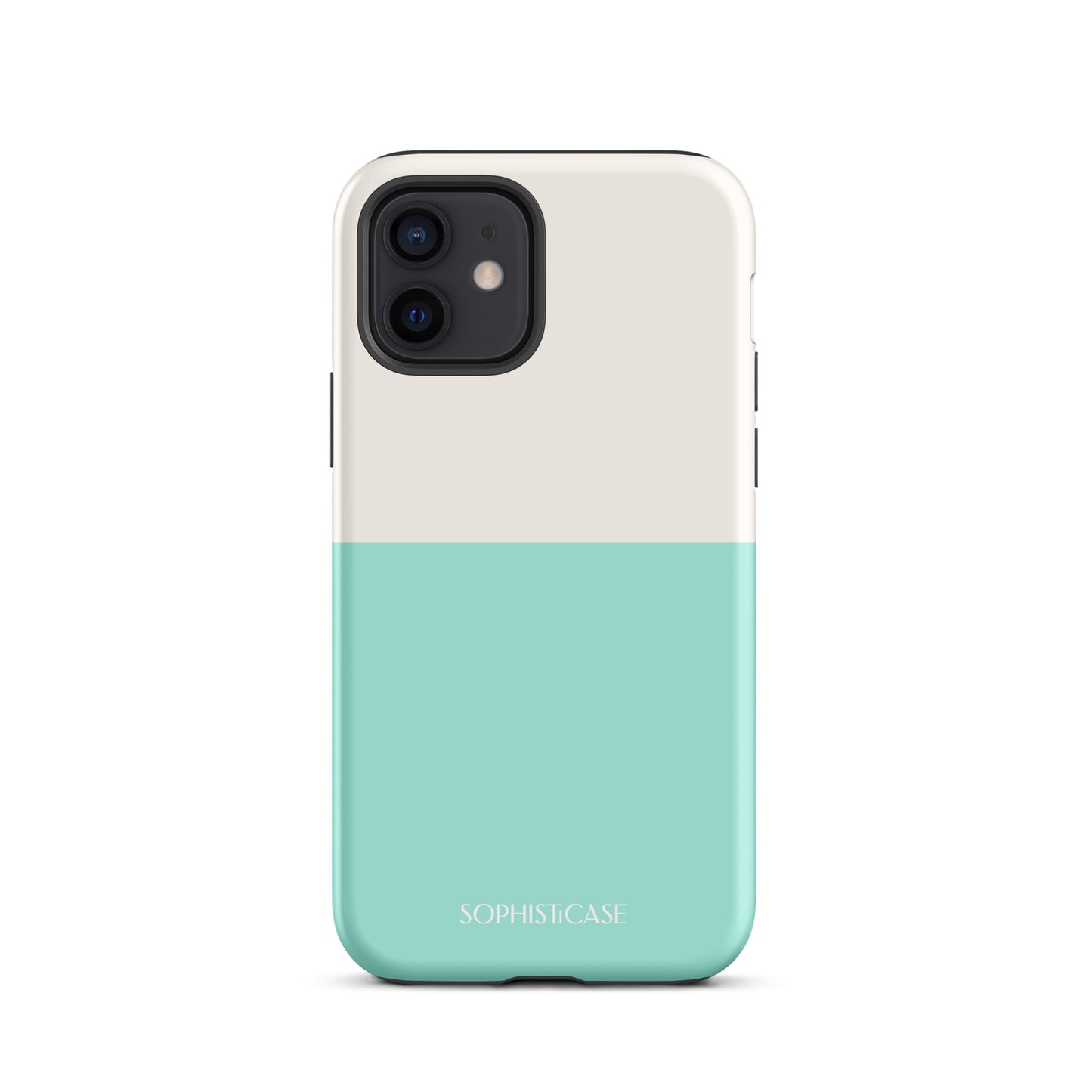 Tough Phone Case Featuring Two Tone Green Cream Design for iPhone 12 Matte