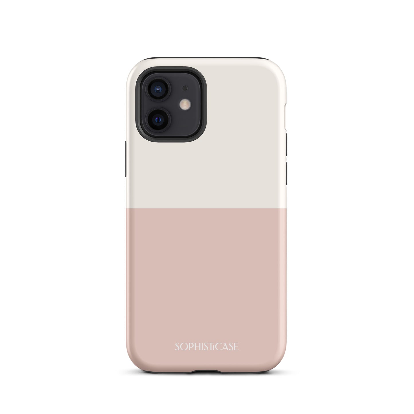 Tough Phone Case Featuring Two Tone Neutral Beige Cream Design for iPhone 12 Matte