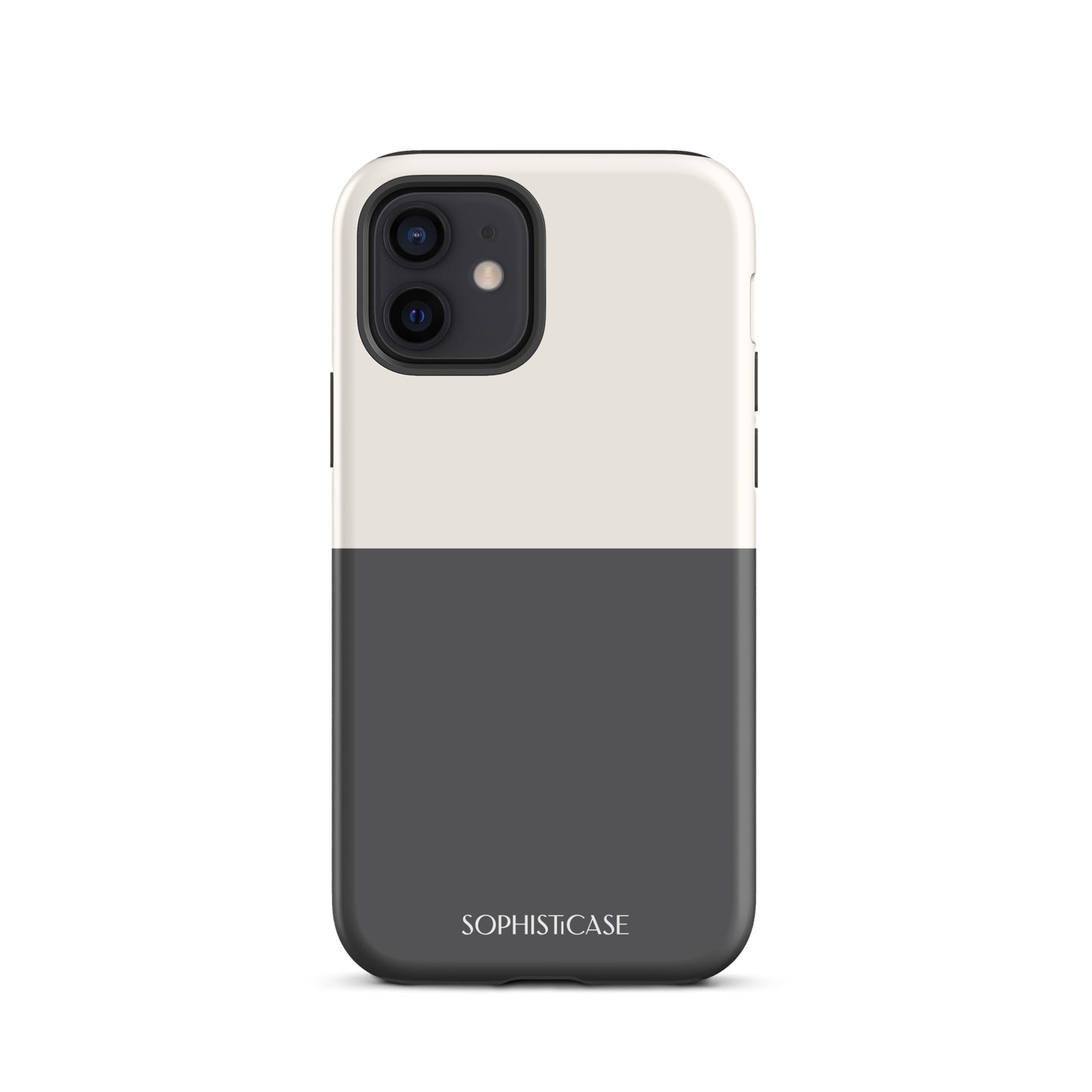 Tough Phone Case Featuring Two Tone Grey Cream Design for iPhone 12 Matte