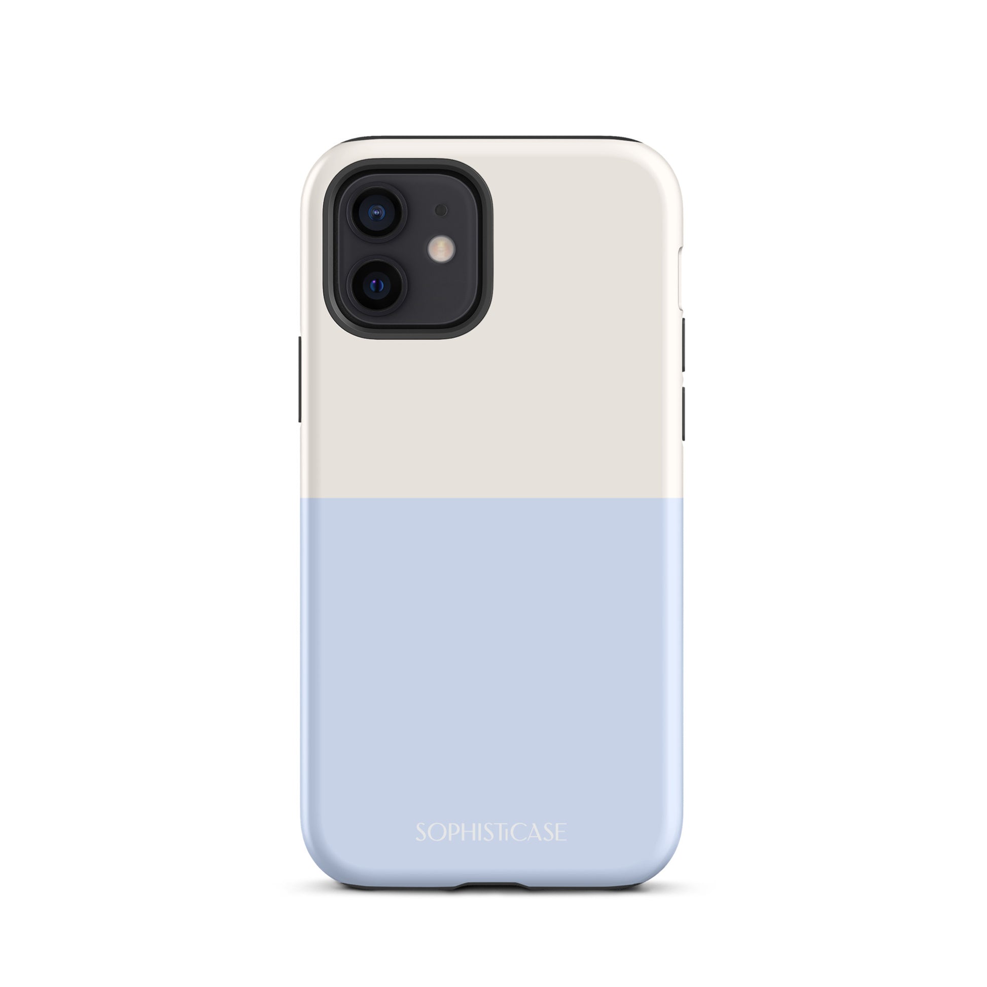 Basics Collection Tough Phone Case Featuring Two Tone Blue Cream Design for iPhone 12 Matte