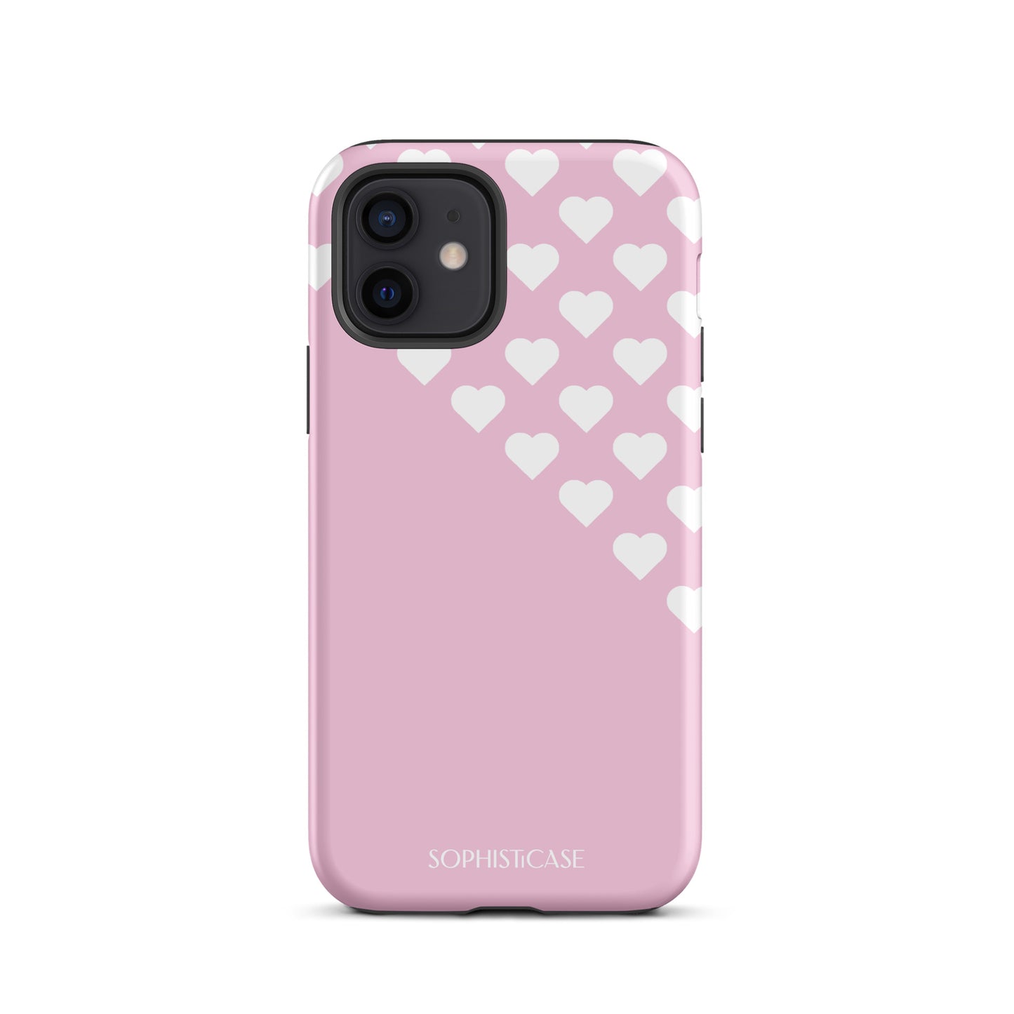 Tough Phone Case Featuring Pink Cream Tiny Hearts Design for iPhone 12 Matte