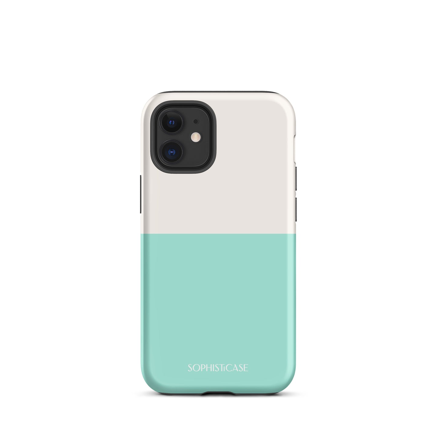 Tough Phone Case Featuring Two Tone Green Cream Design for iPhone 12 Mini Matte