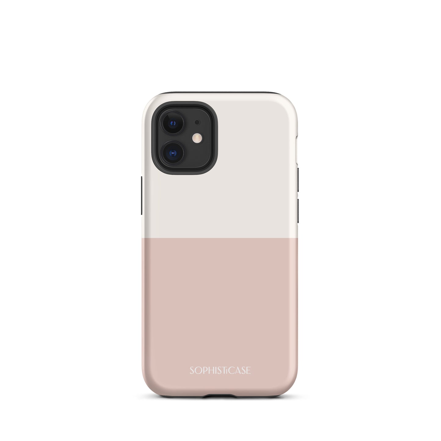 Tough Phone Case Featuring Two Tone Neutral Beige Cream Design for iPhone 12 Mini Matte