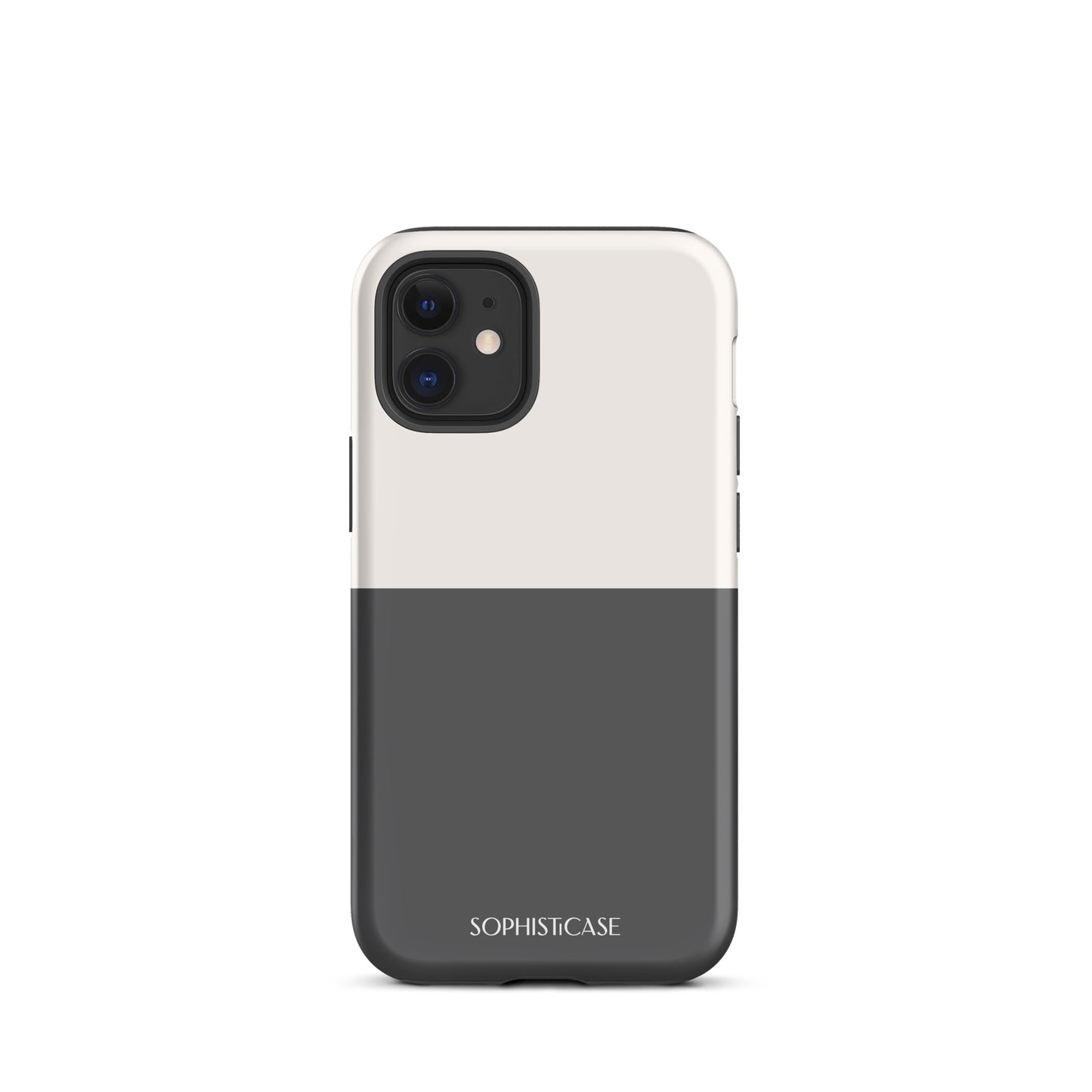 Tough Phone Case Featuring Two Tone Grey Cream Design for iPhone 12 Mini Matte