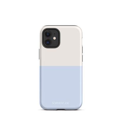 Basics Collection Tough Phone Case Featuring Two Tone Blue Cream Design for iPhone 12 Mini Matte