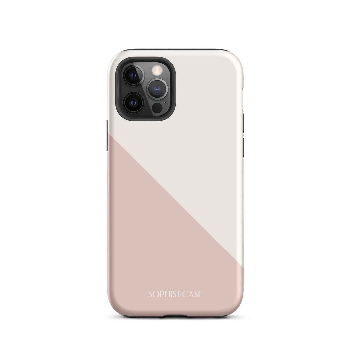 Tough Phone Case Featuring Neutral Beige Cream Diagonal Split Design for iPhone 12 Pro Matte