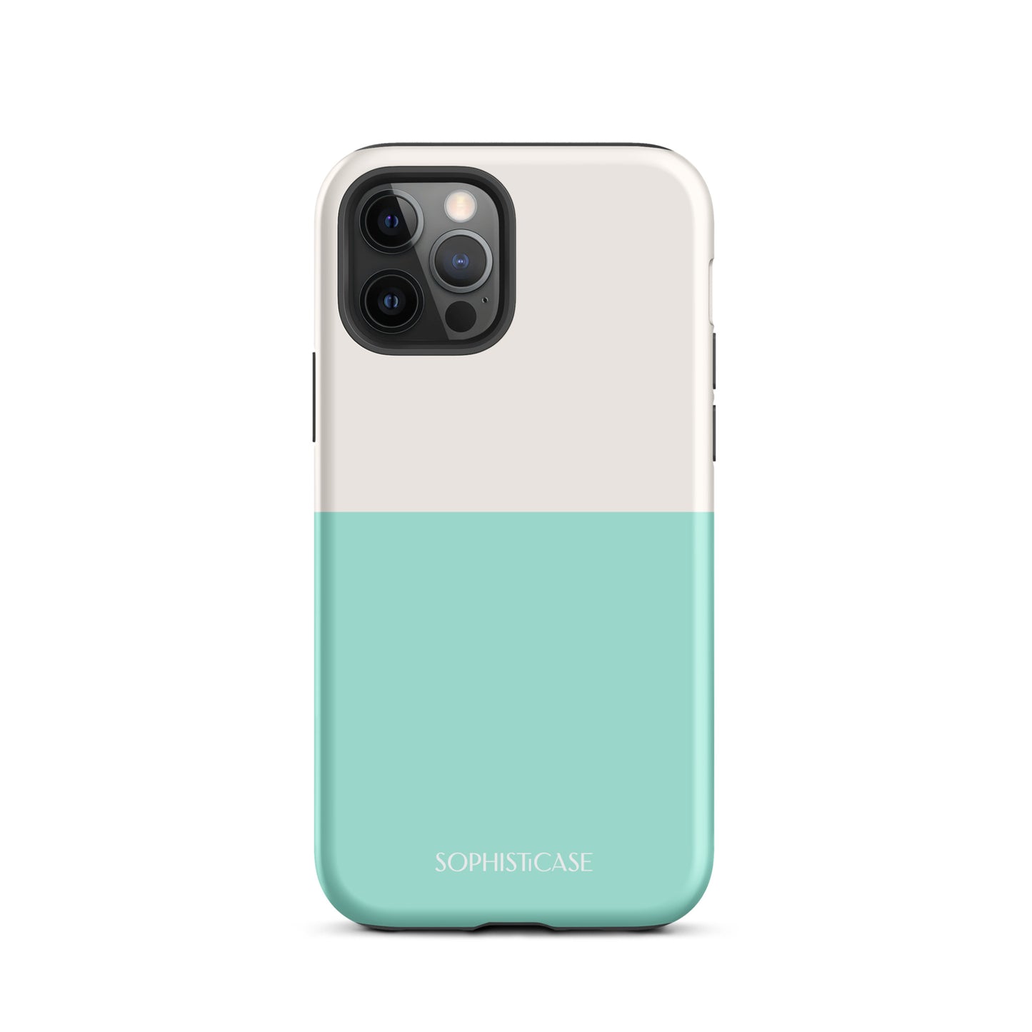 Tough Phone Case Featuring Two Tone Green Cream Design for iPhone 12 Pro Matte