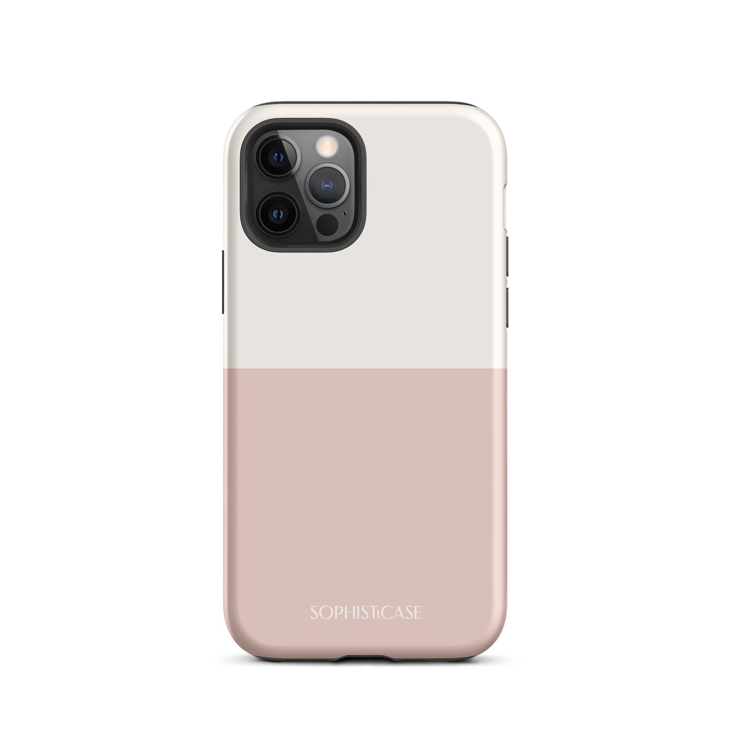 Tough Phone Case Featuring Two Tone Neutral Beige Cream Design for iPhone 12 Pro Matte