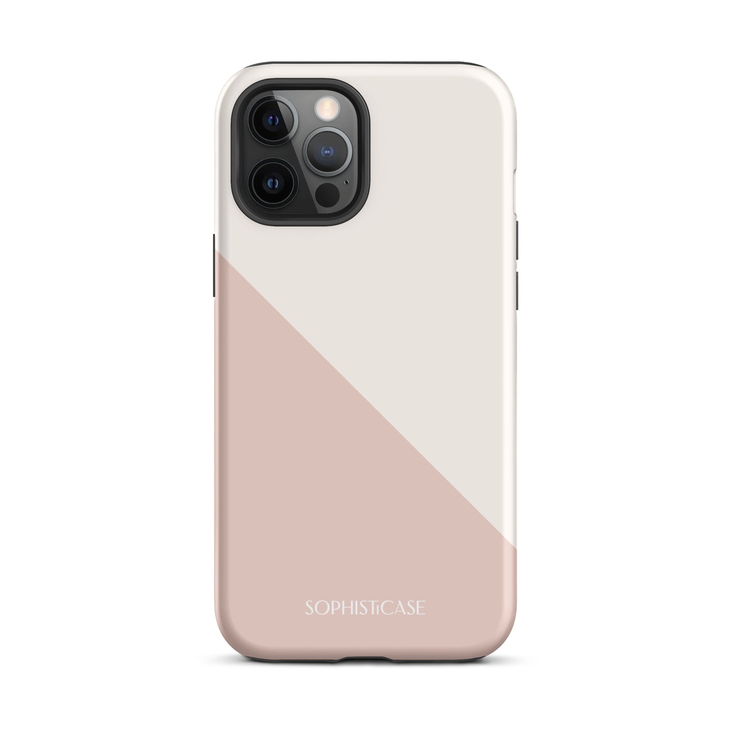 Tough Phone Case Featuring Neutral Beige Cream Diagonal Split Design for iPhone 12 Pro Max Matte