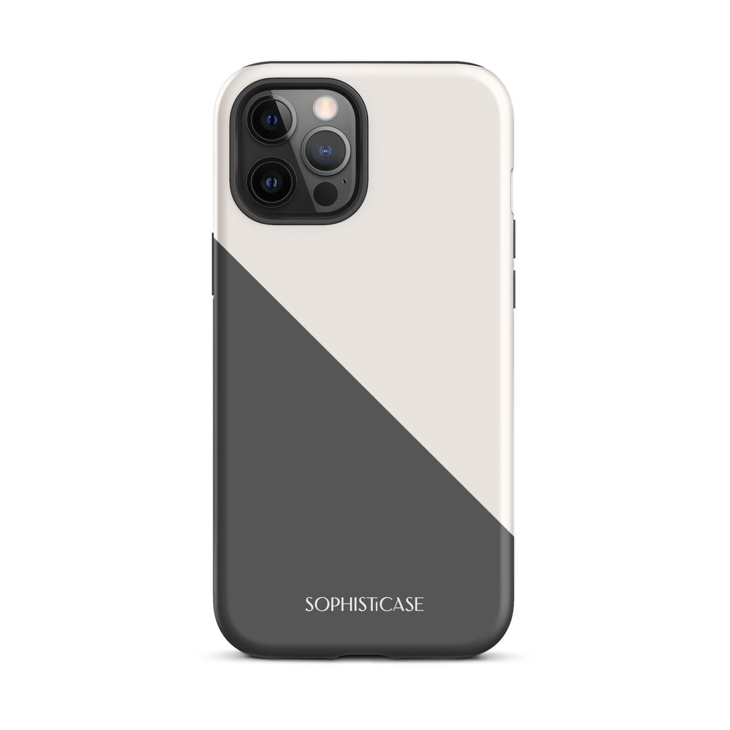 Tough Phone Case Featuring Grey Cream Diagonal Split Design for iPhone 12 Pro Max Matte