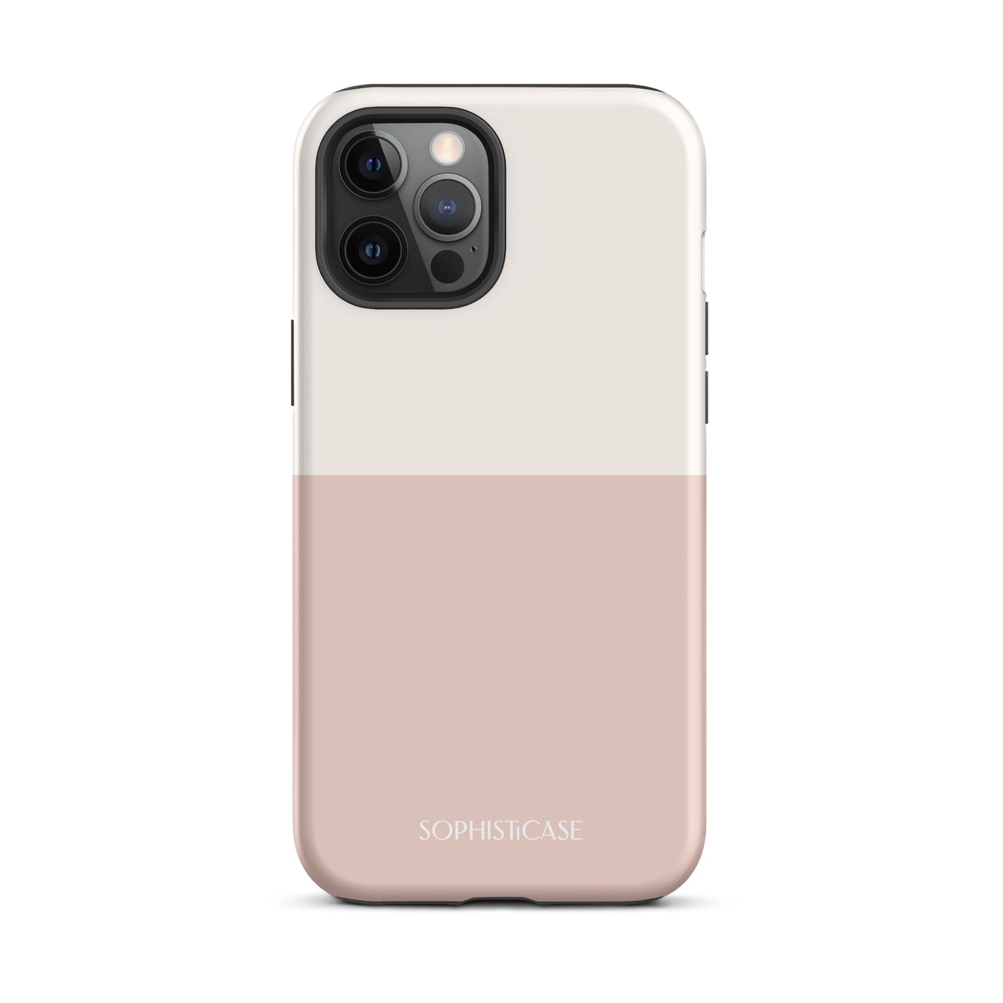 Tough Phone Case Featuring Two Tone Neutral Beige Cream Design for iPhone 12 Pro Max Matte