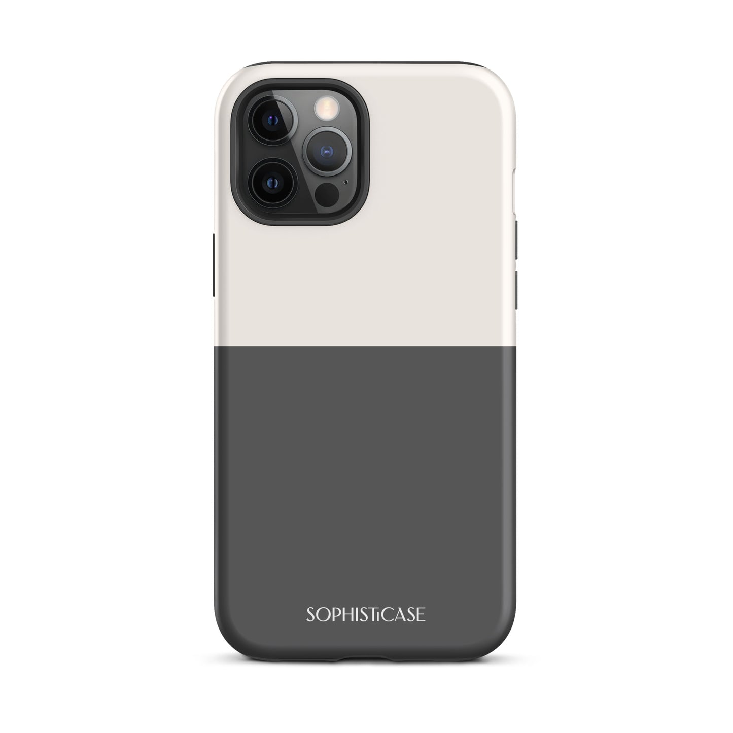 Tough Phone Case Featuring Two Tone Grey Cream Design for iPhone 12 Pro Max Matte