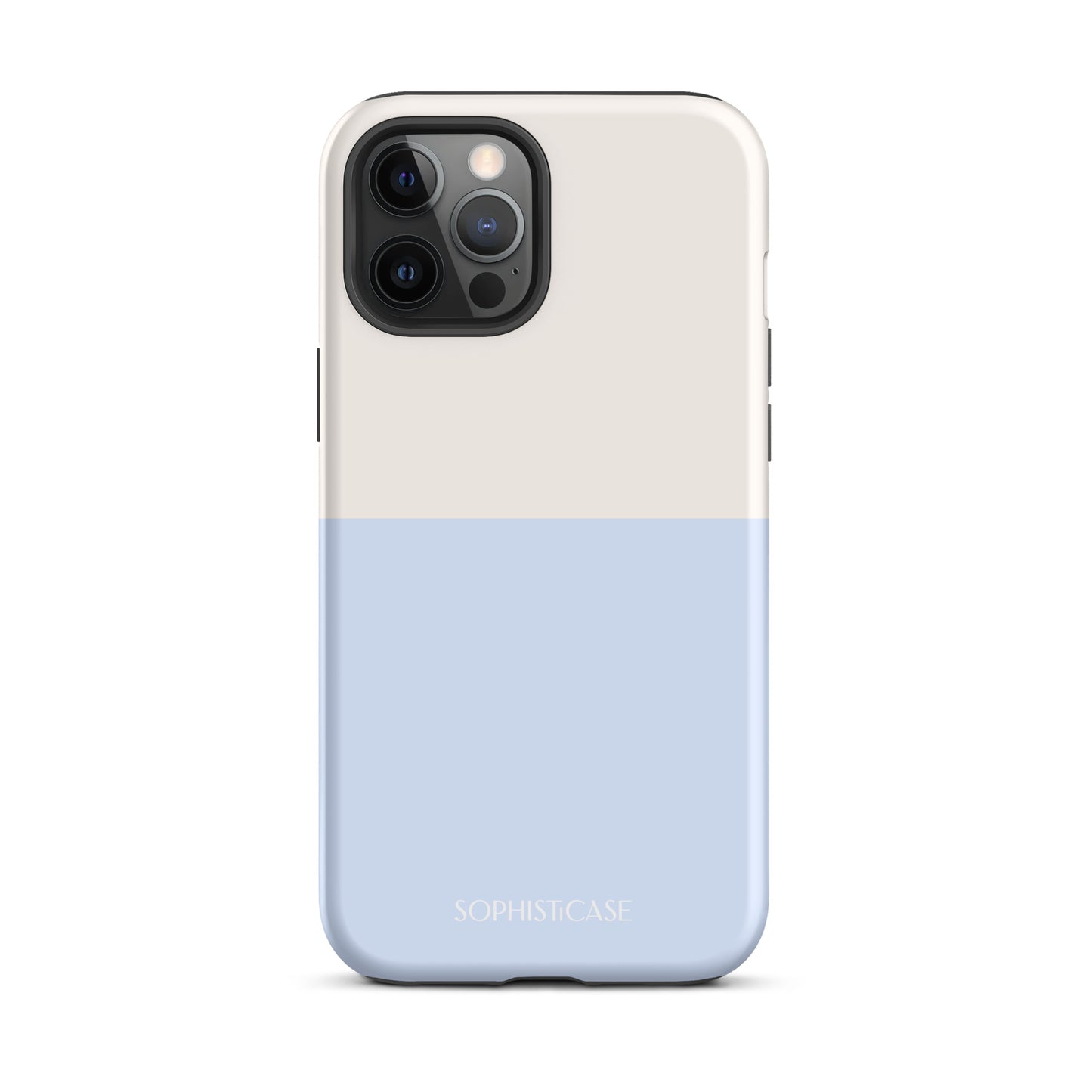 Basics Collection Tough Phone Case Featuring Two Tone Blue Cream Design for iPhone 12 Pro Max Matte